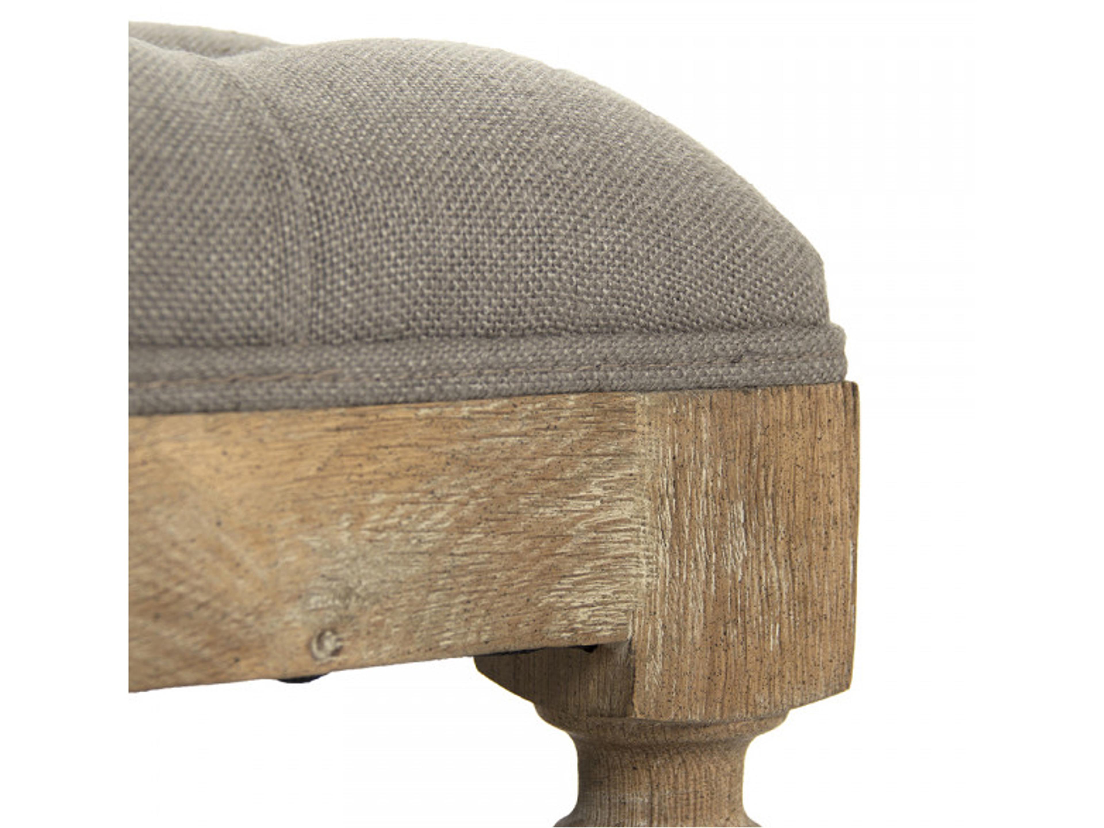 Zentique Grey Linen Upholstered Tufted Ottoman