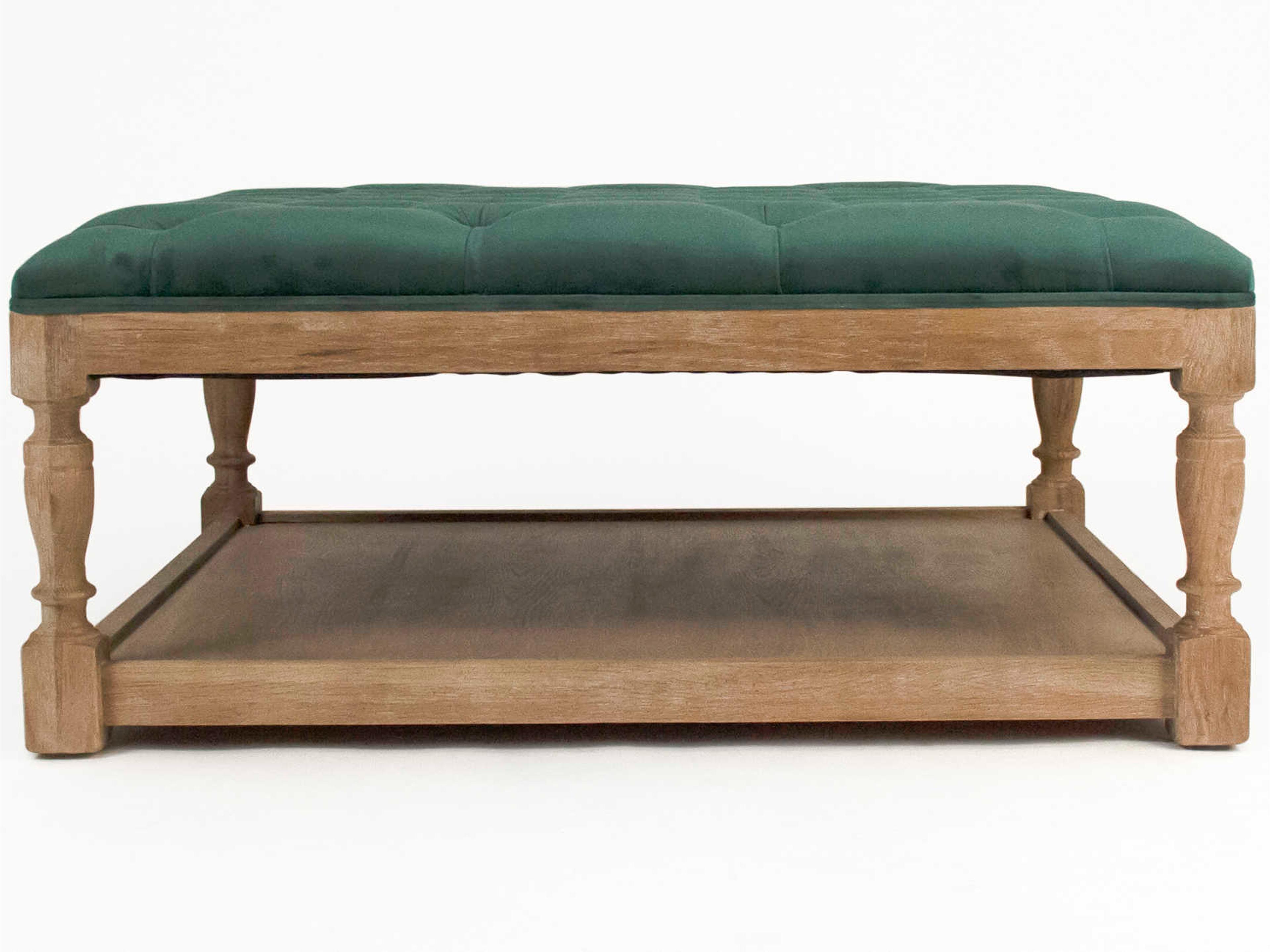 Zentique Green Velvet Upholstered Tufted Ottoman