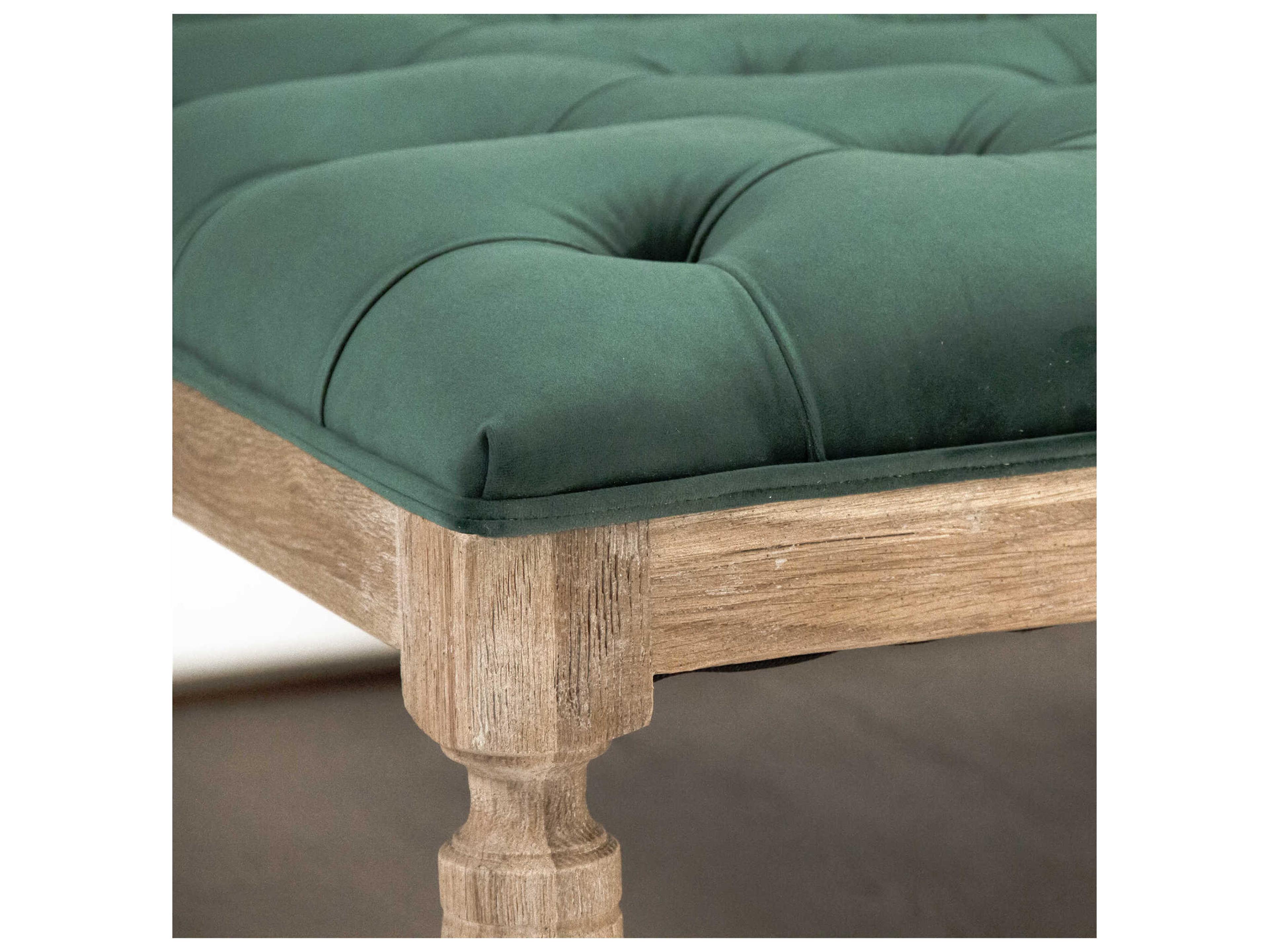 Zentique Green Velvet Upholstered Tufted Ottoman