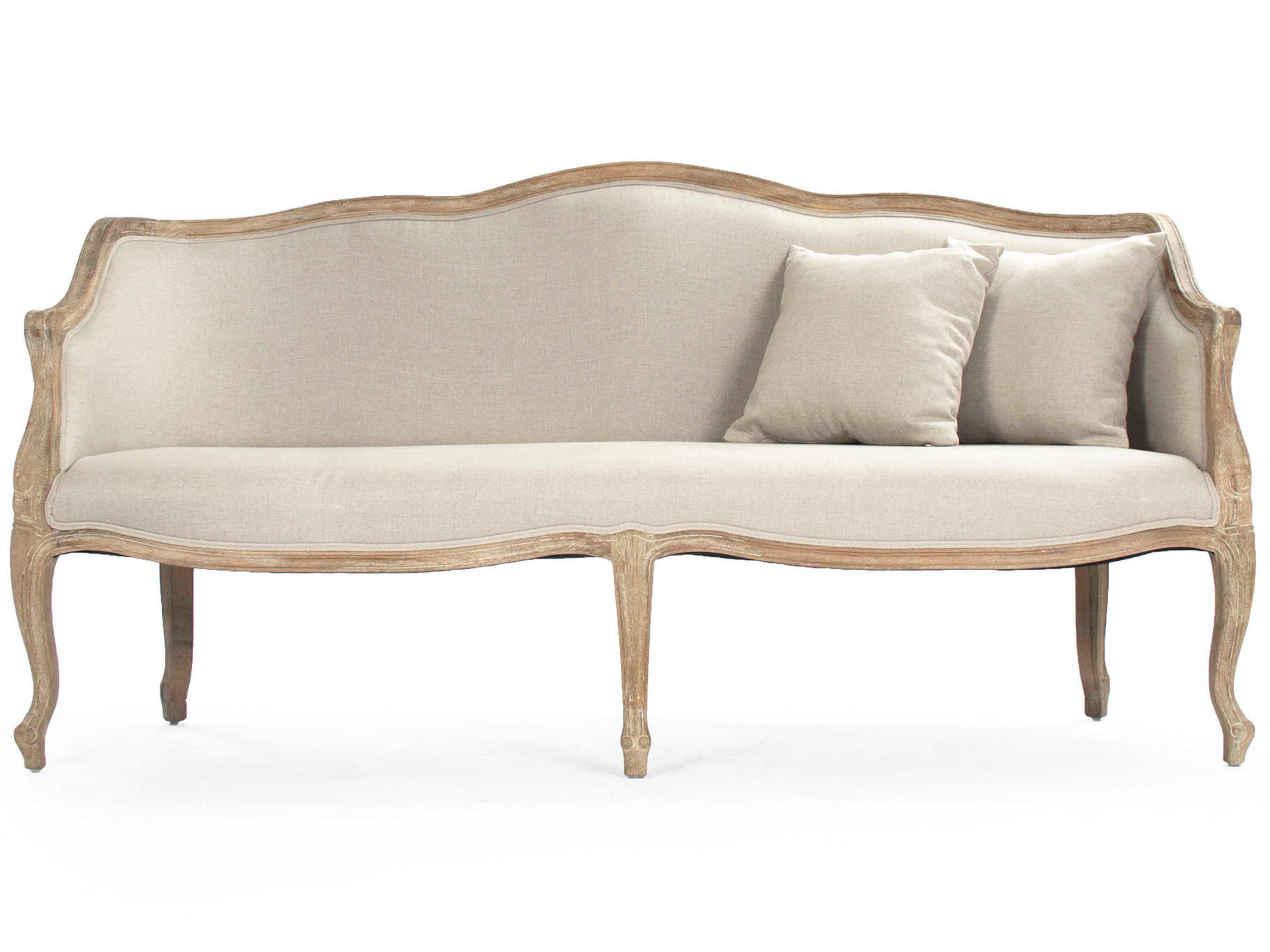 Zentique Benton Natural Linen Cream Upholstered Loveseat
