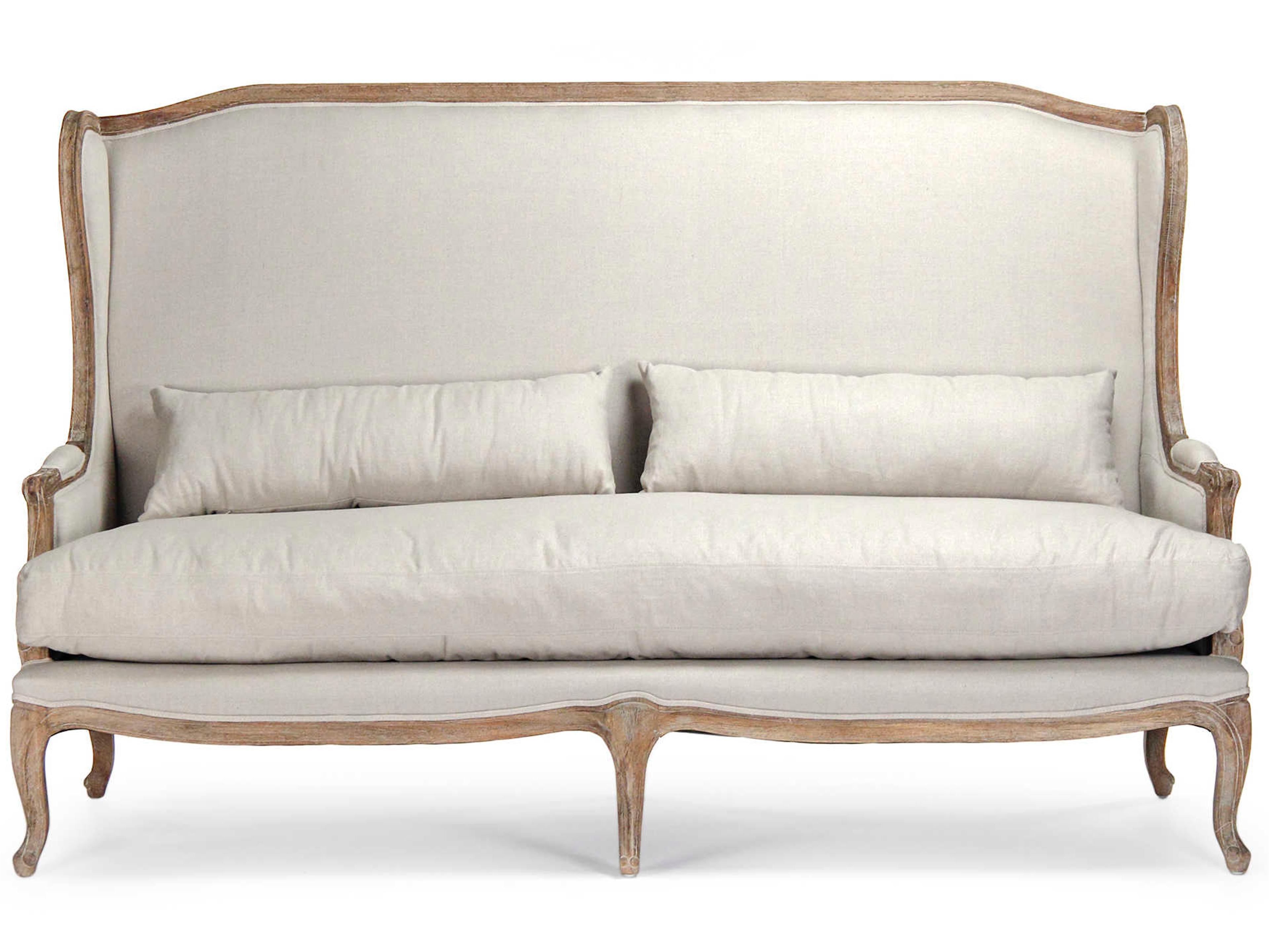 Zentique Leon Natural Linen Jute Cream Upholstered Loveseat