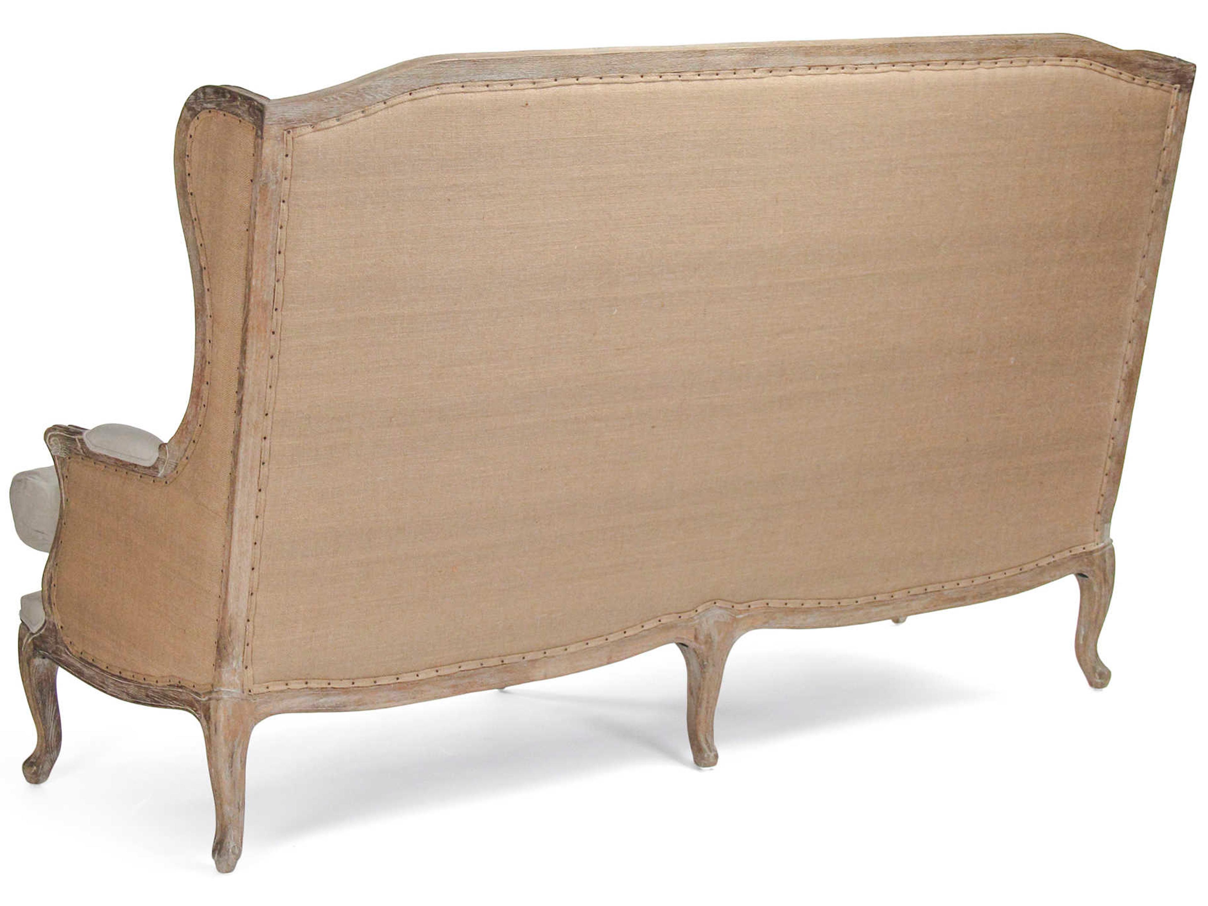 Zentique Leon Natural Linen Jute Cream Upholstered Loveseat