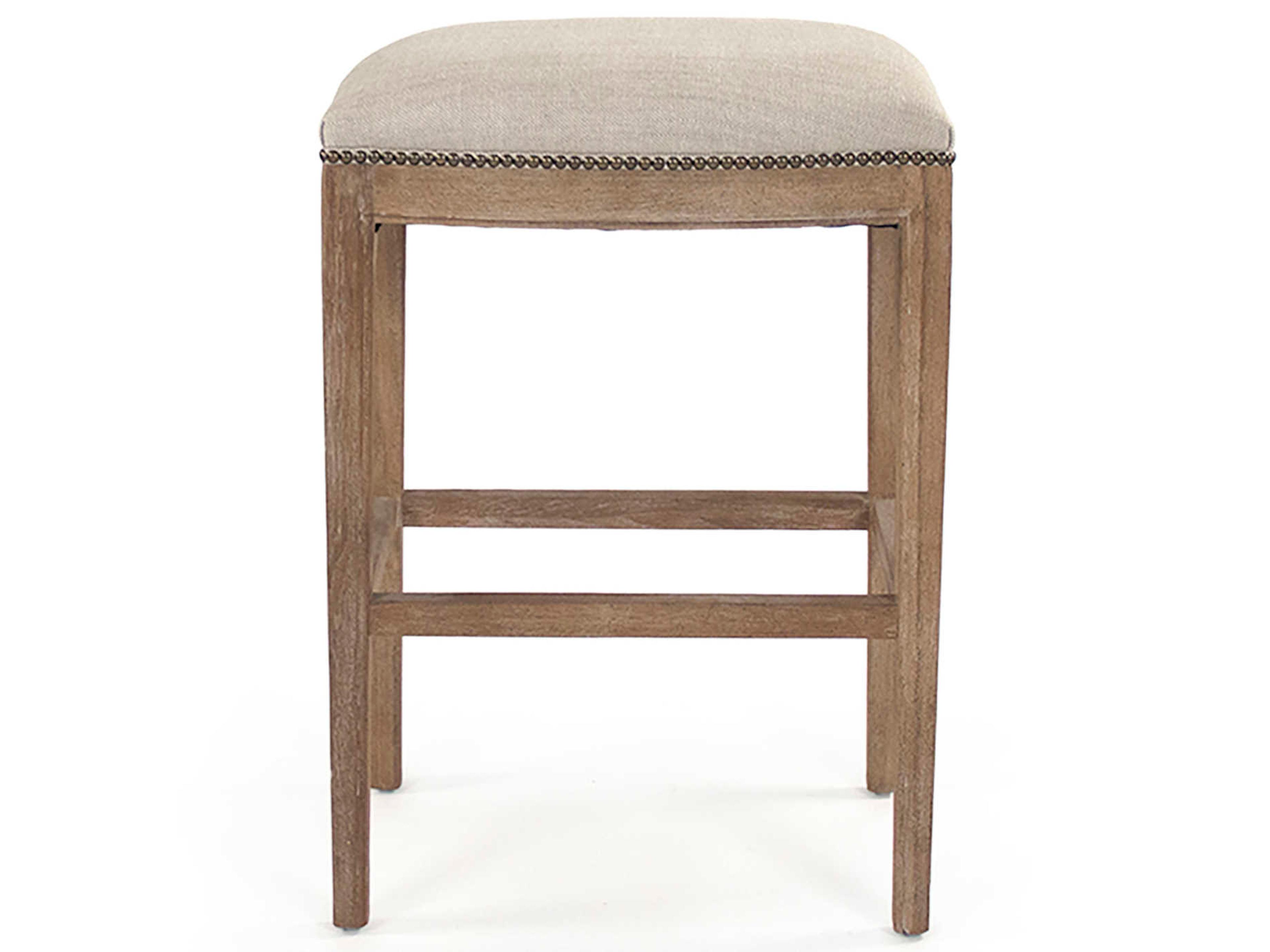 Zentique Upholstered Oak Wood Oatmeal Polyester Bar Stool