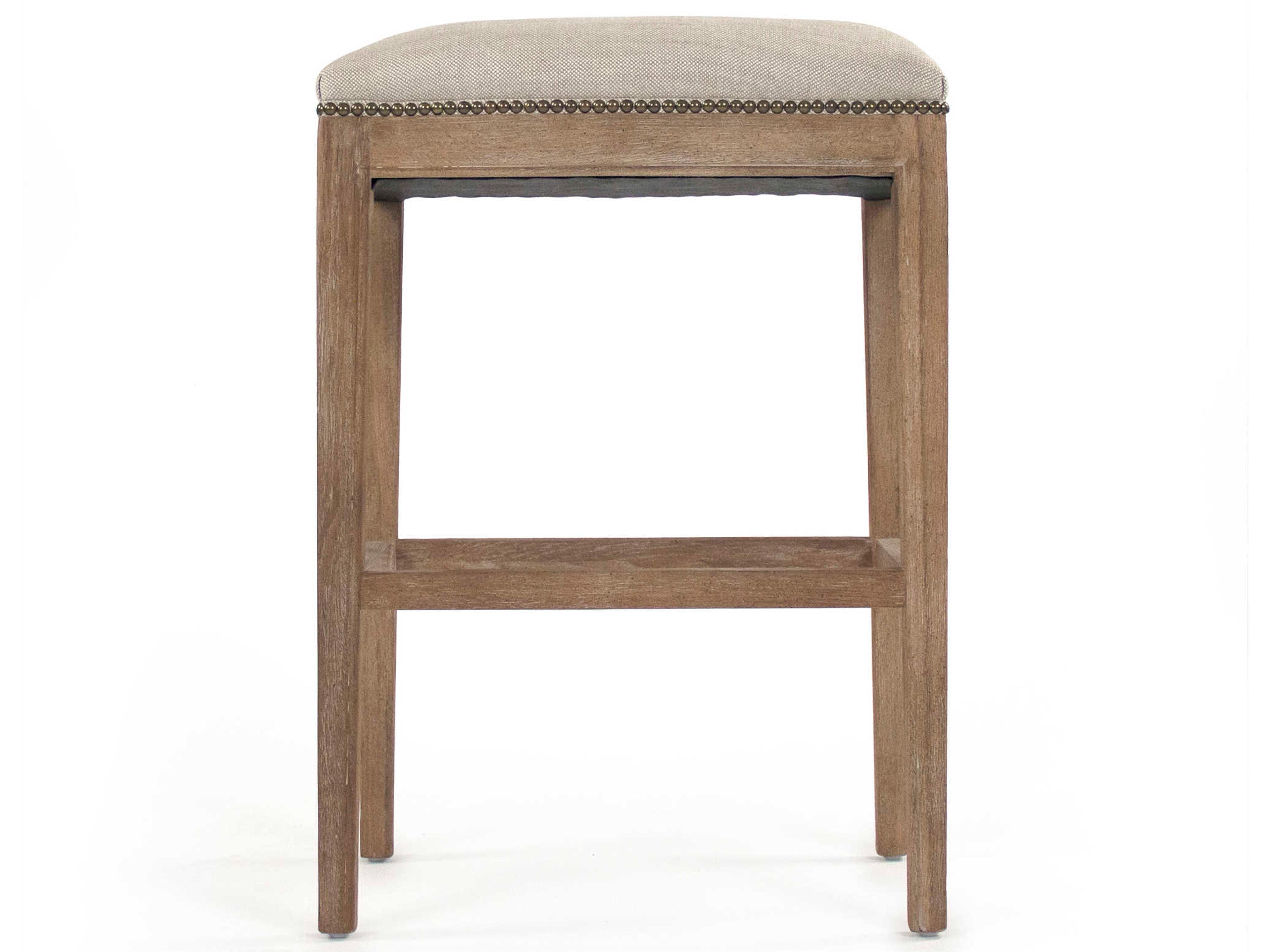 Zentique Upholstered Oak Wood Oatmeal Polyester Bar Stool