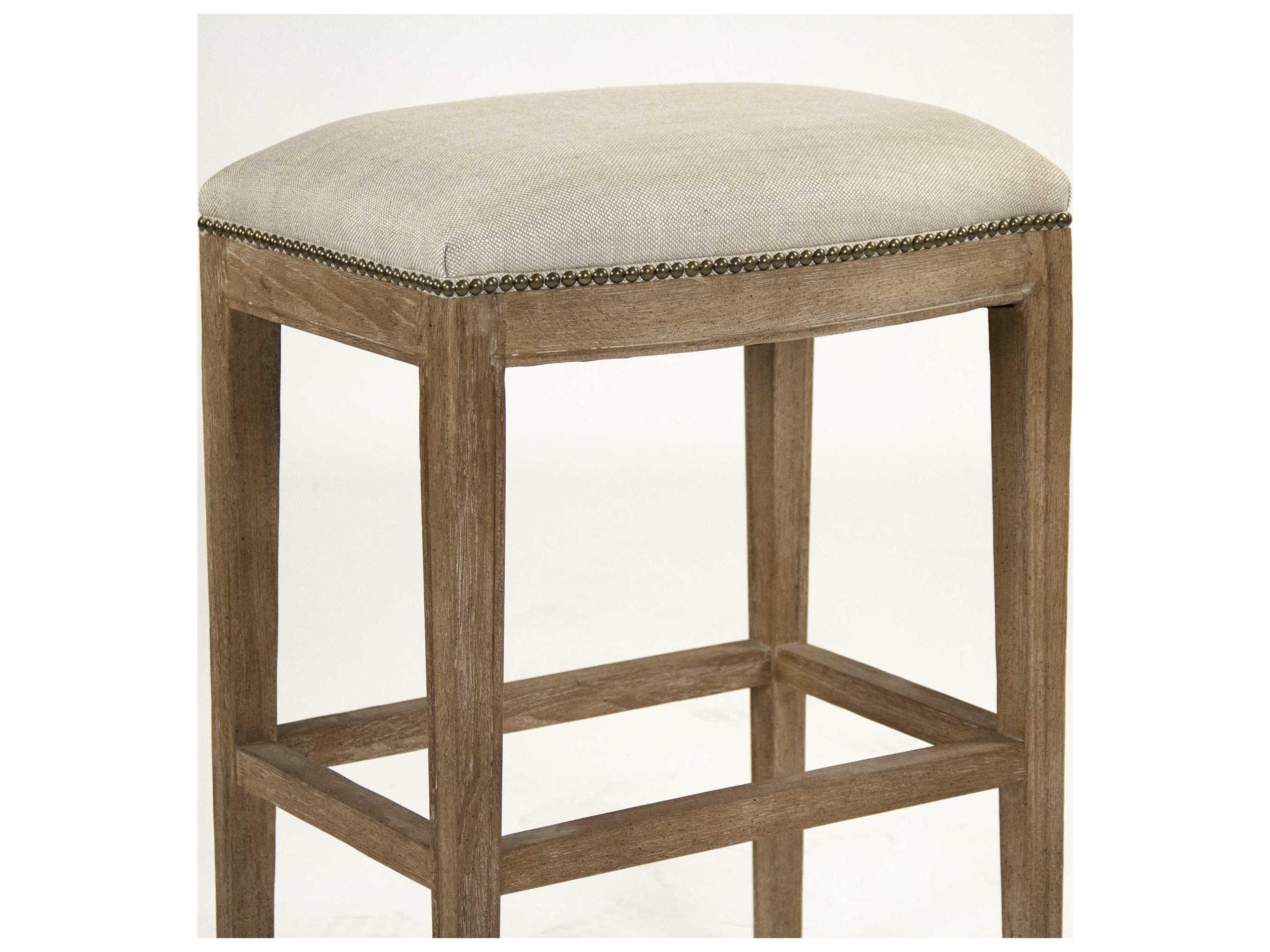 Zentique Upholstered Oak Wood Oatmeal Polyester Bar Stool