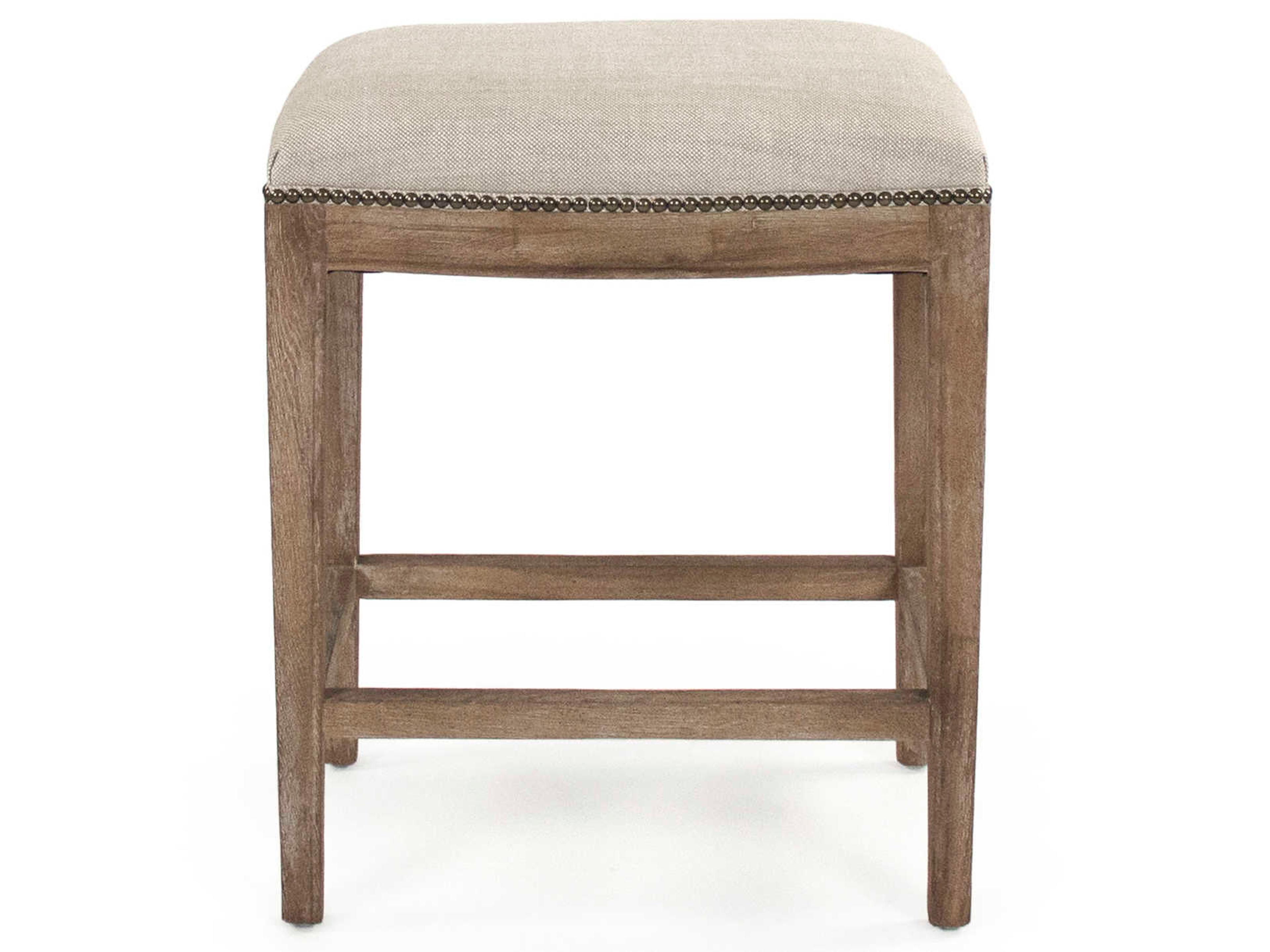 Zentique Upholstered Oak Wood Oatmeal Polyester Counter Stool