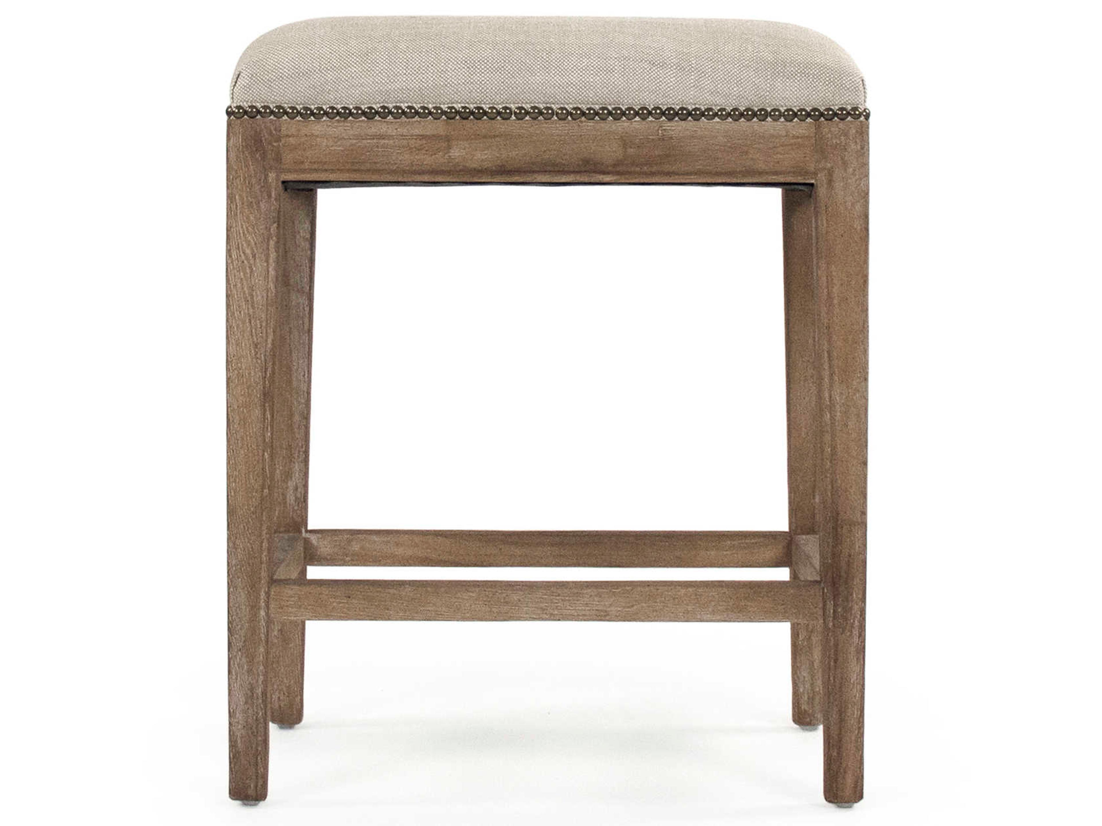 Zentique Upholstered Oak Wood Oatmeal Polyester Counter Stool