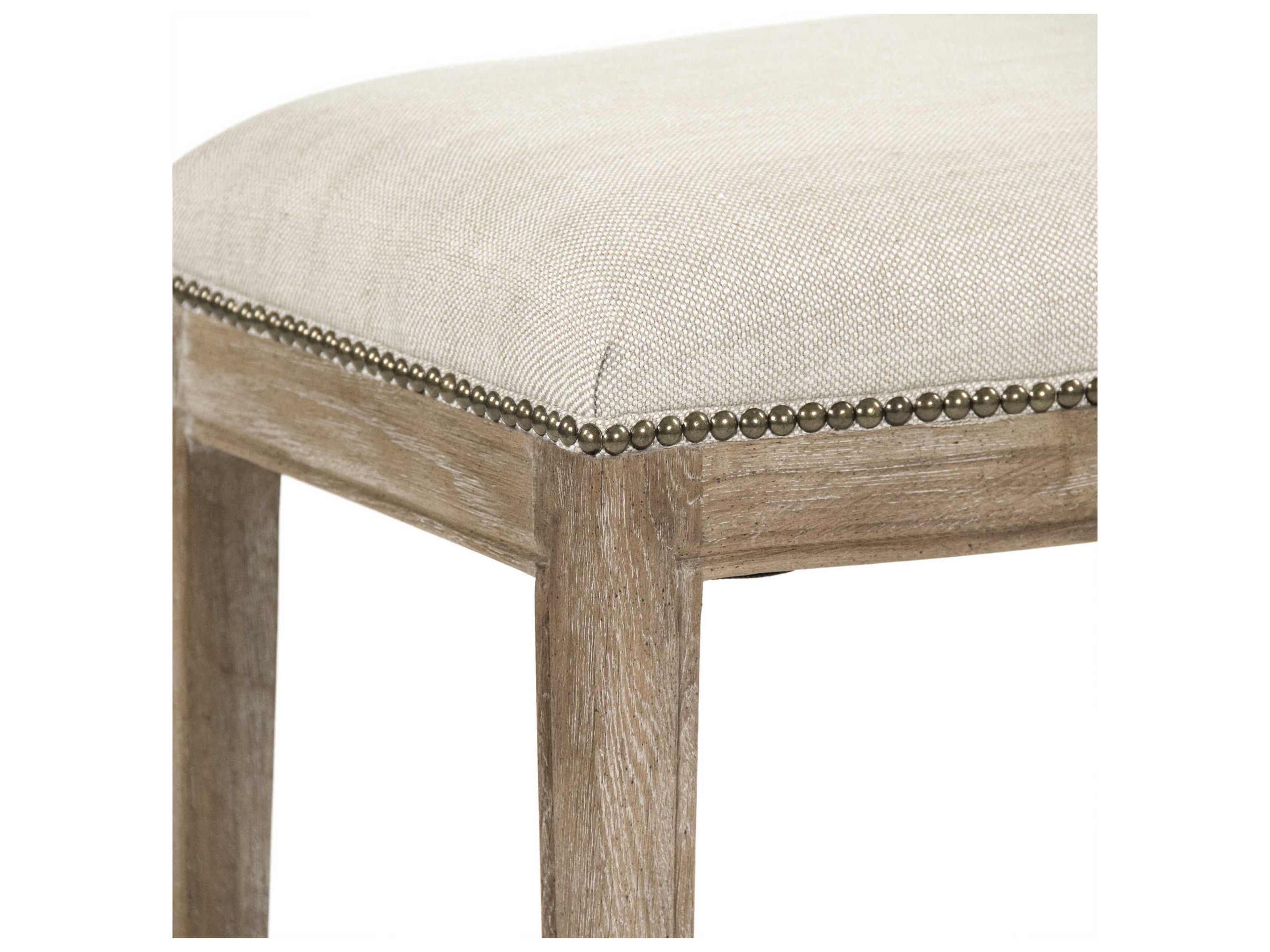 Zentique Upholstered Oak Wood Oatmeal Polyester Counter Stool