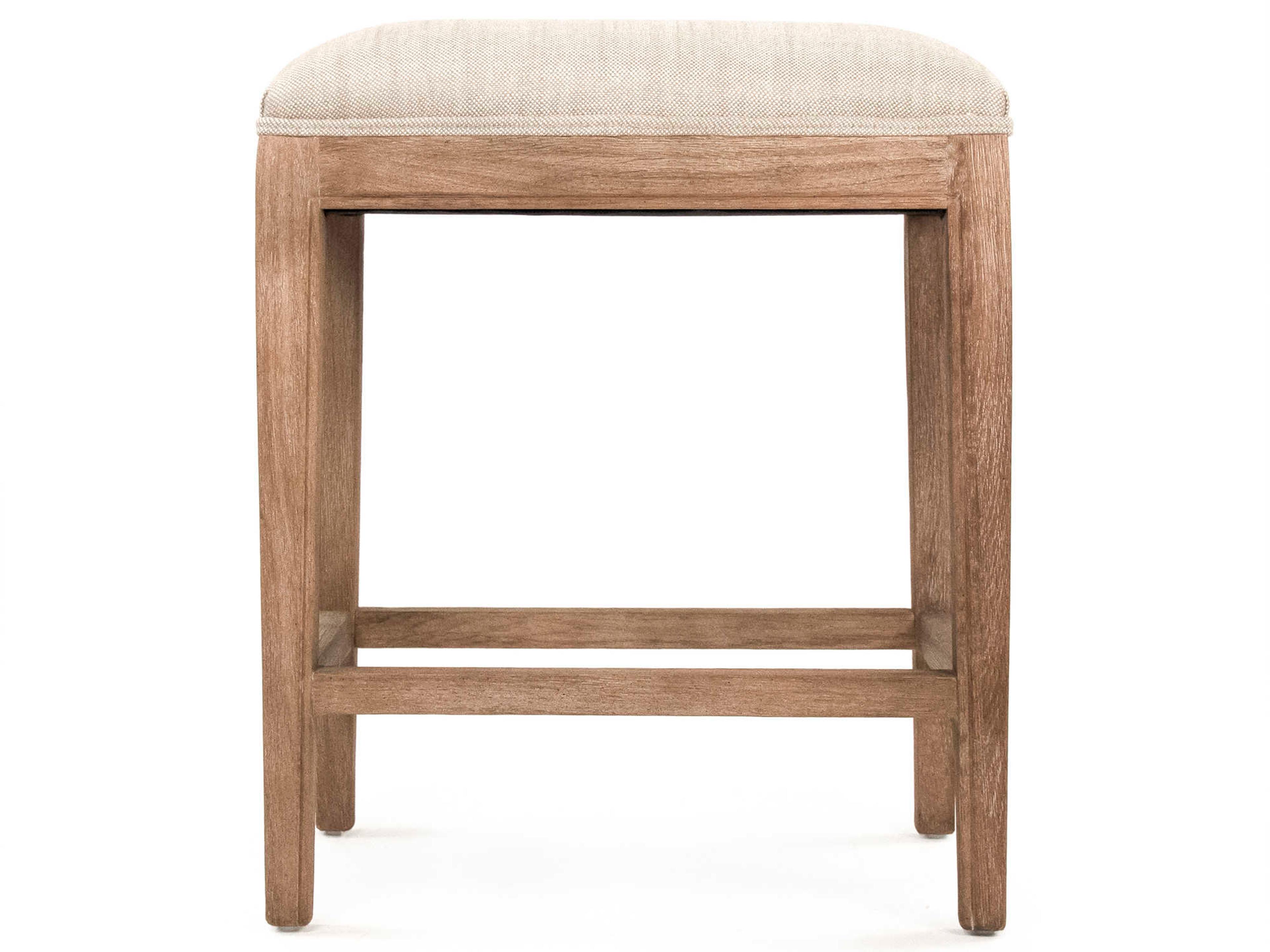 Zentique Upholstered Oak Wood Oatmeal Polyester Counter Stool