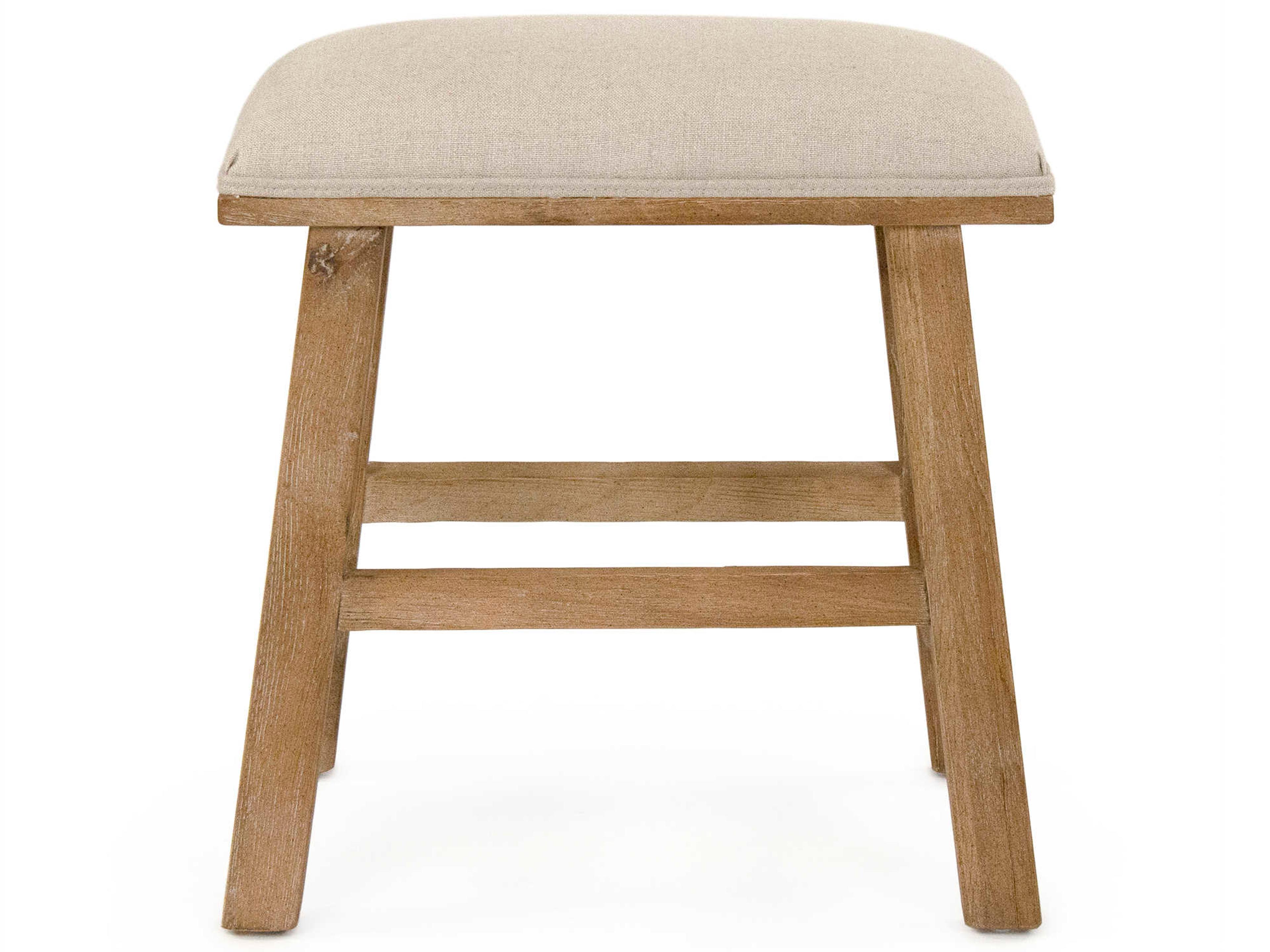 Zentique Natural Linen Cream Upholstered Accent Stool