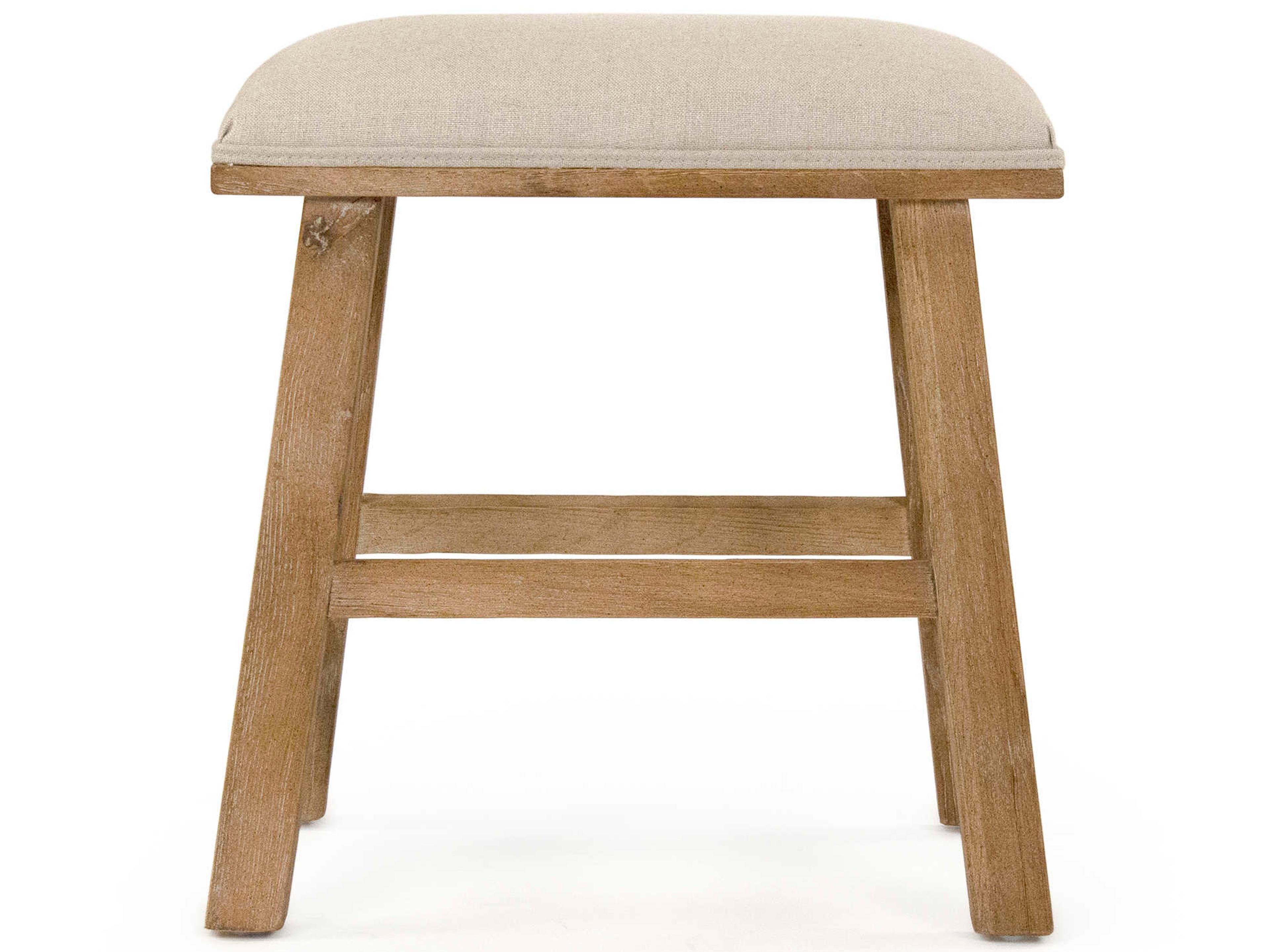 Zentique Natural Linen Cream Upholstered Accent Stool