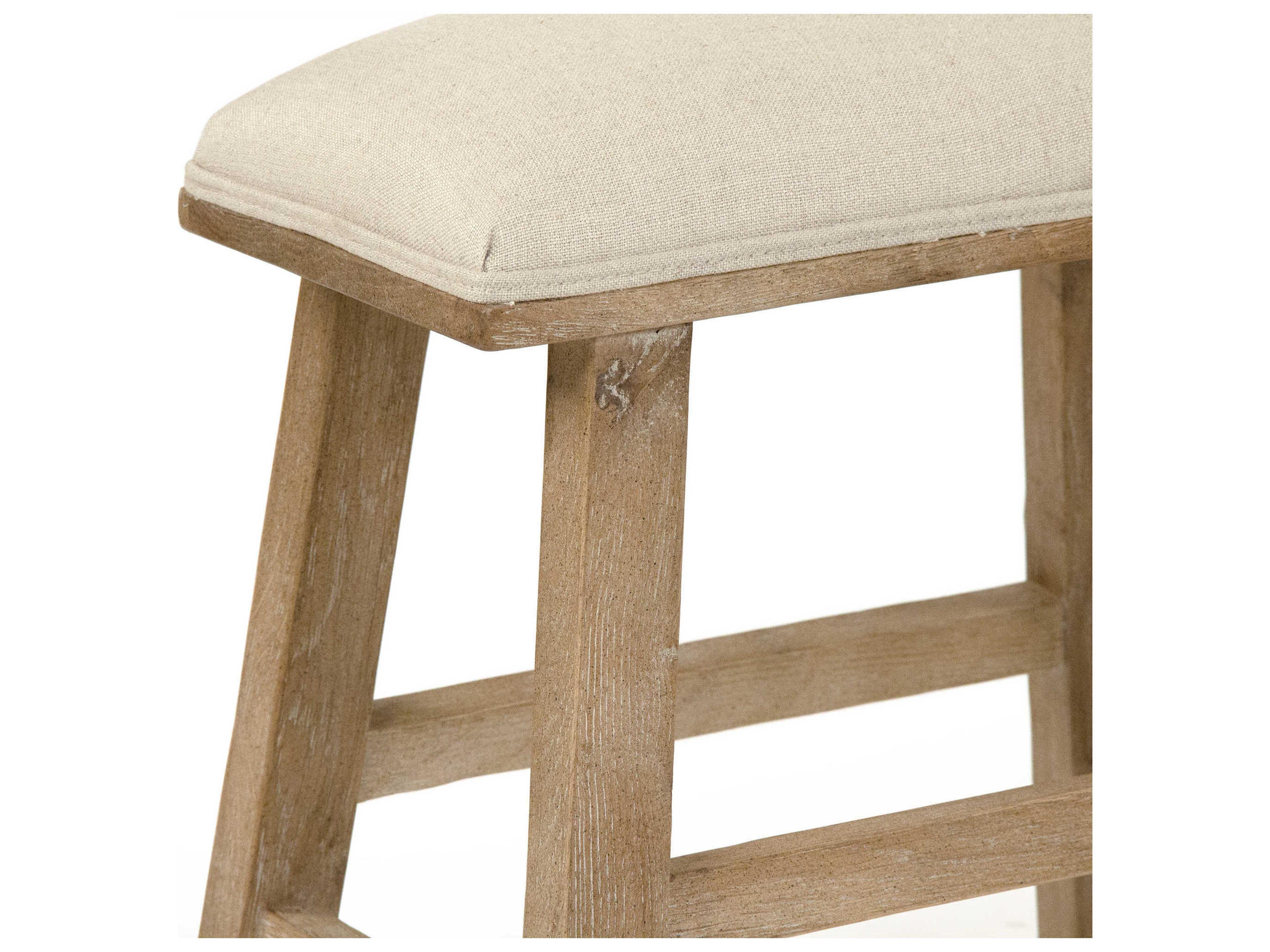 Zentique Natural Linen Cream Upholstered Accent Stool