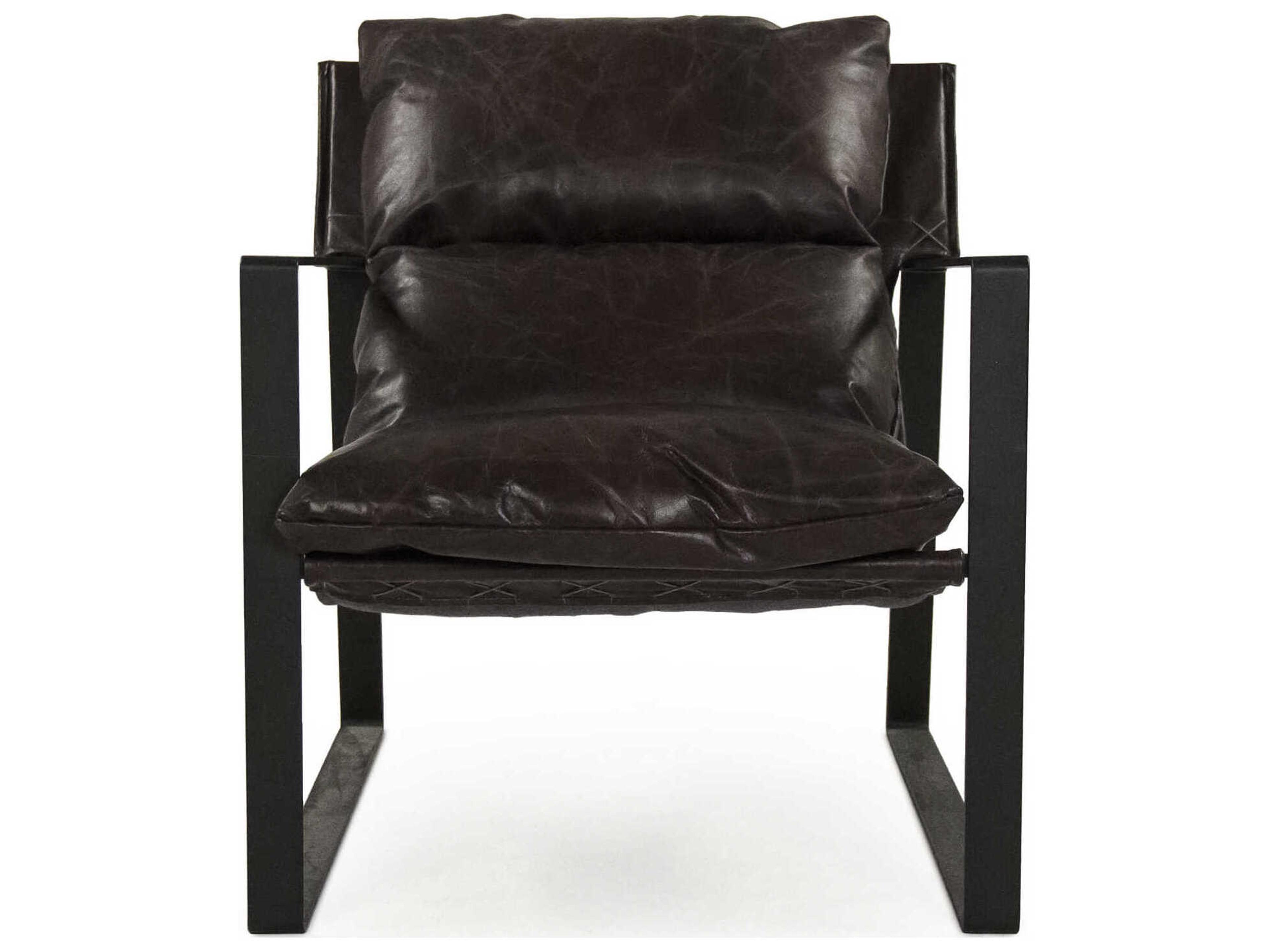 Zentique Owen Black Leather Accent Chair