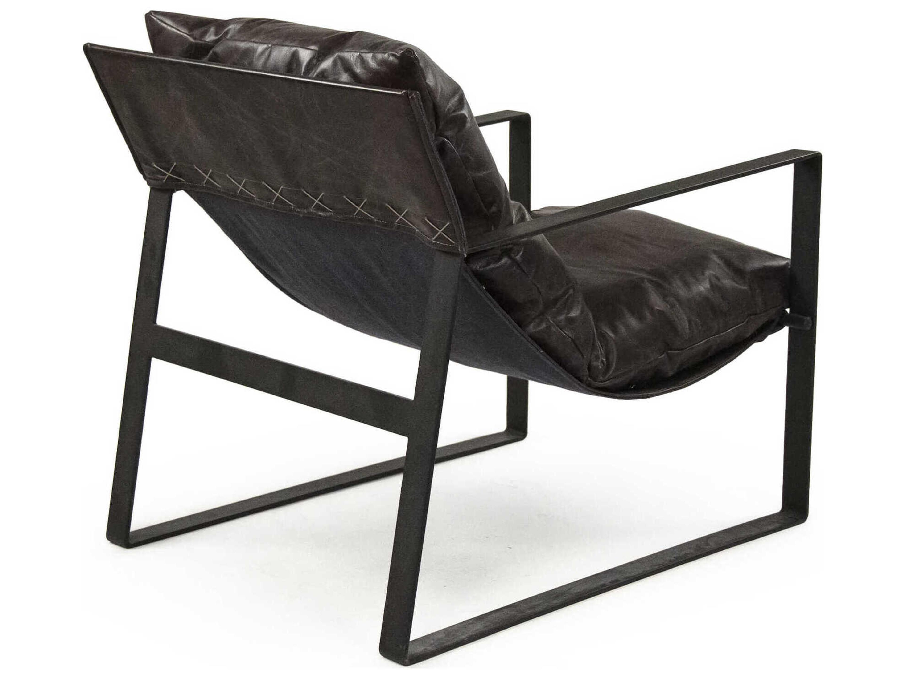 Zentique Owen Black Leather Accent Chair