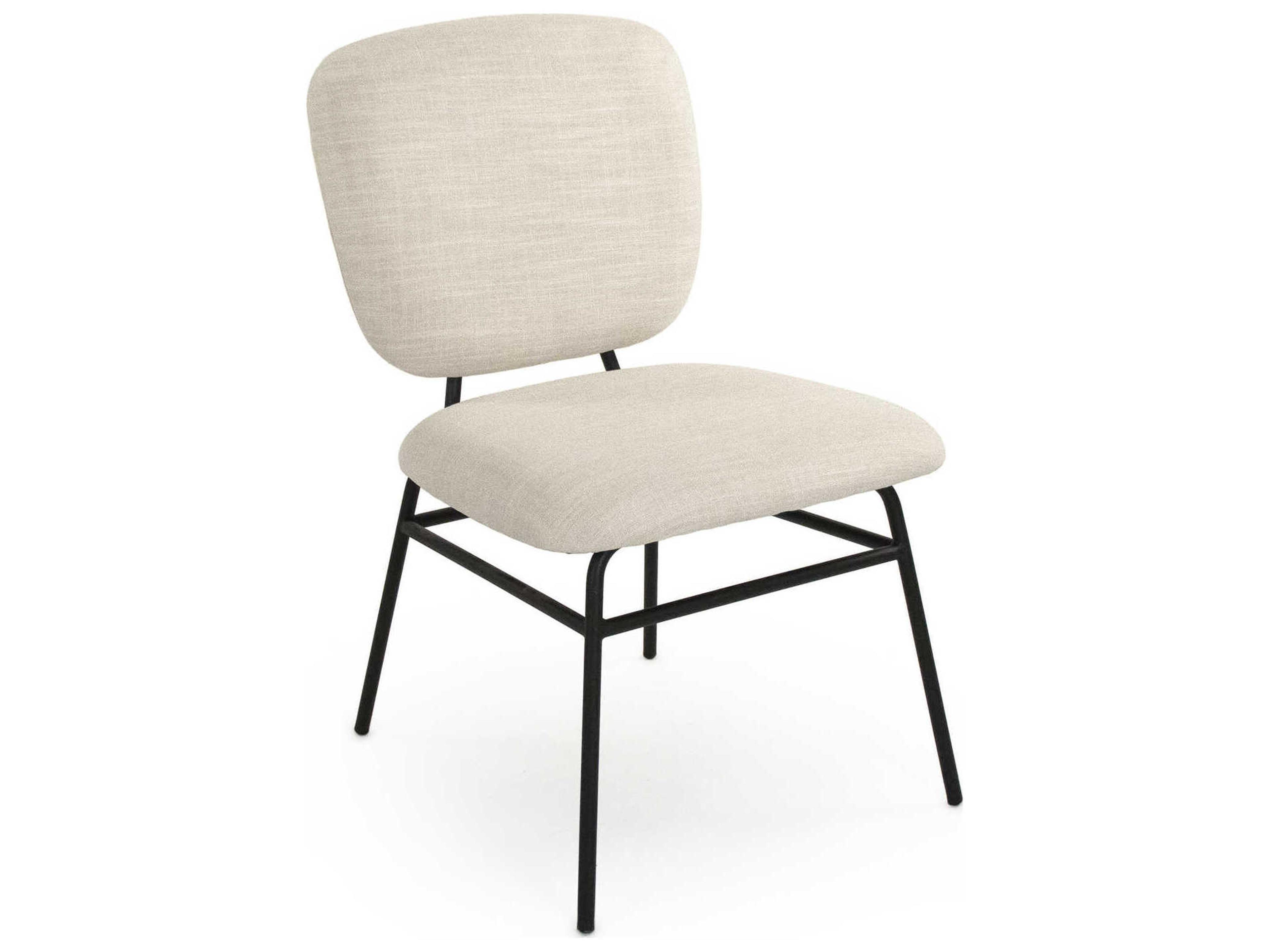 April White Upholstered Armless Dining Chair