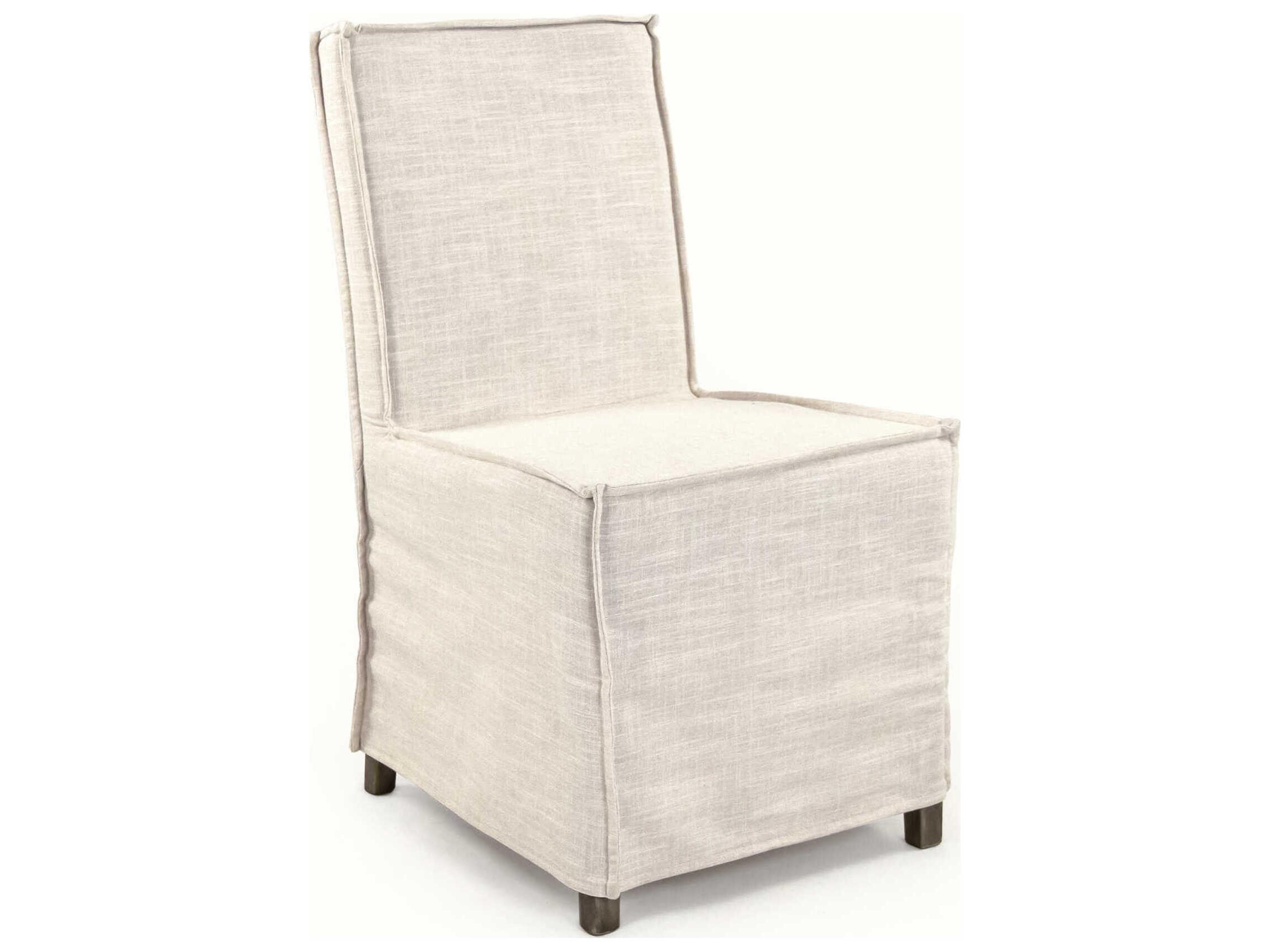 Zentique Jo Beech Wood White Upholstered Armless Dining Chair