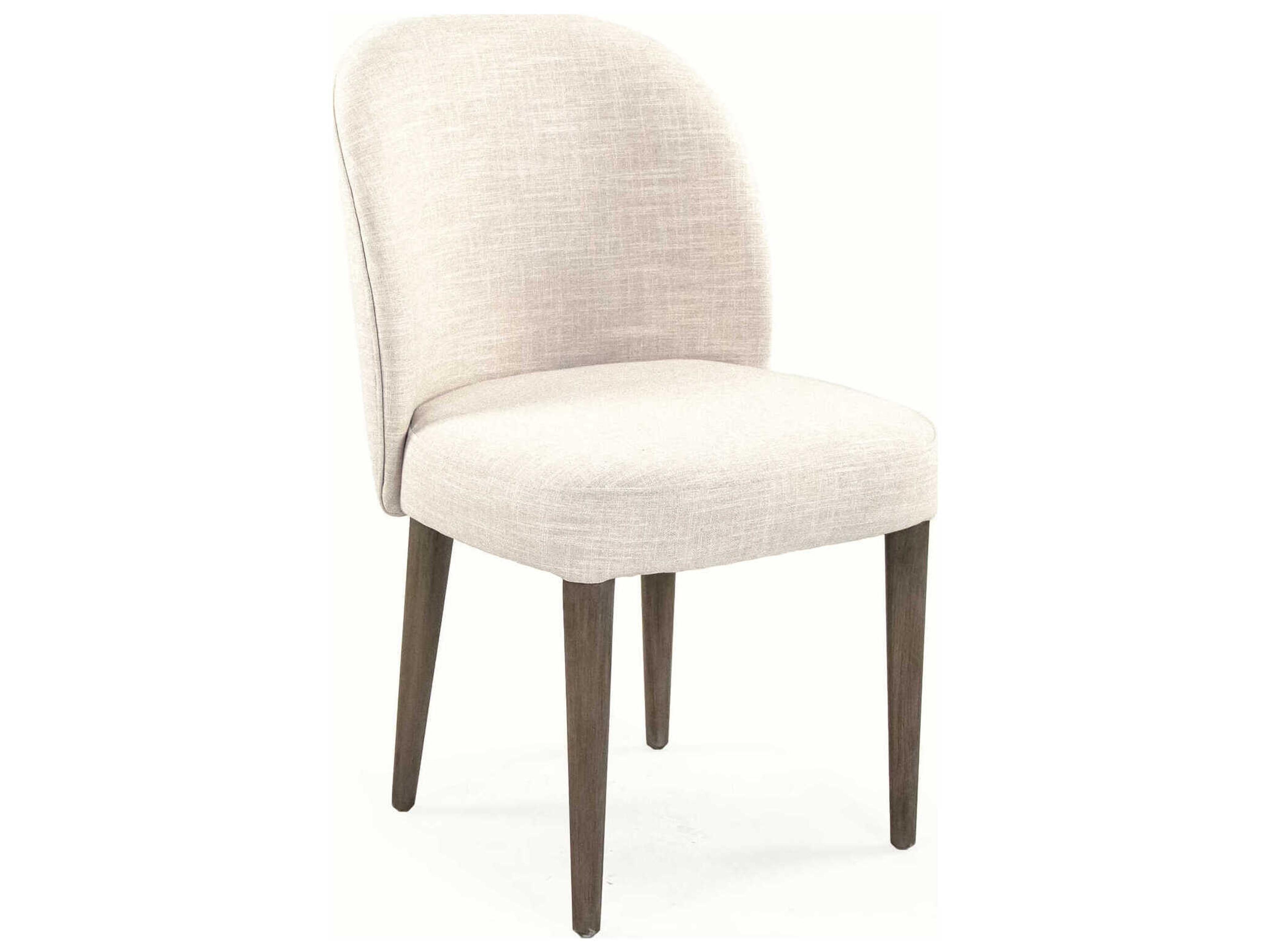 Eliza Beech Wood White Upholstered Armless Dining Chair