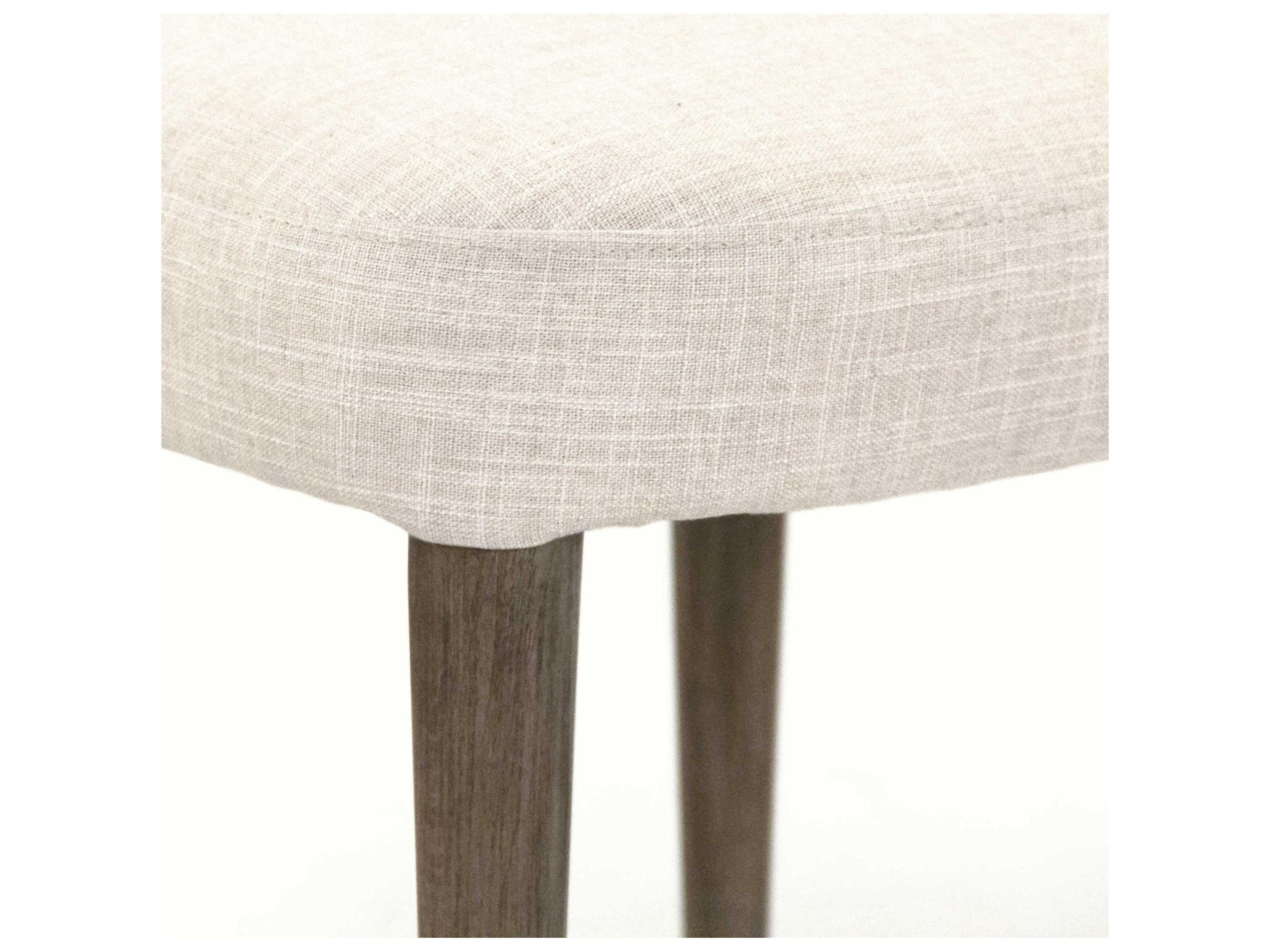 Zentique Eliza Beech Wood White Upholstered Armless Dining Chair