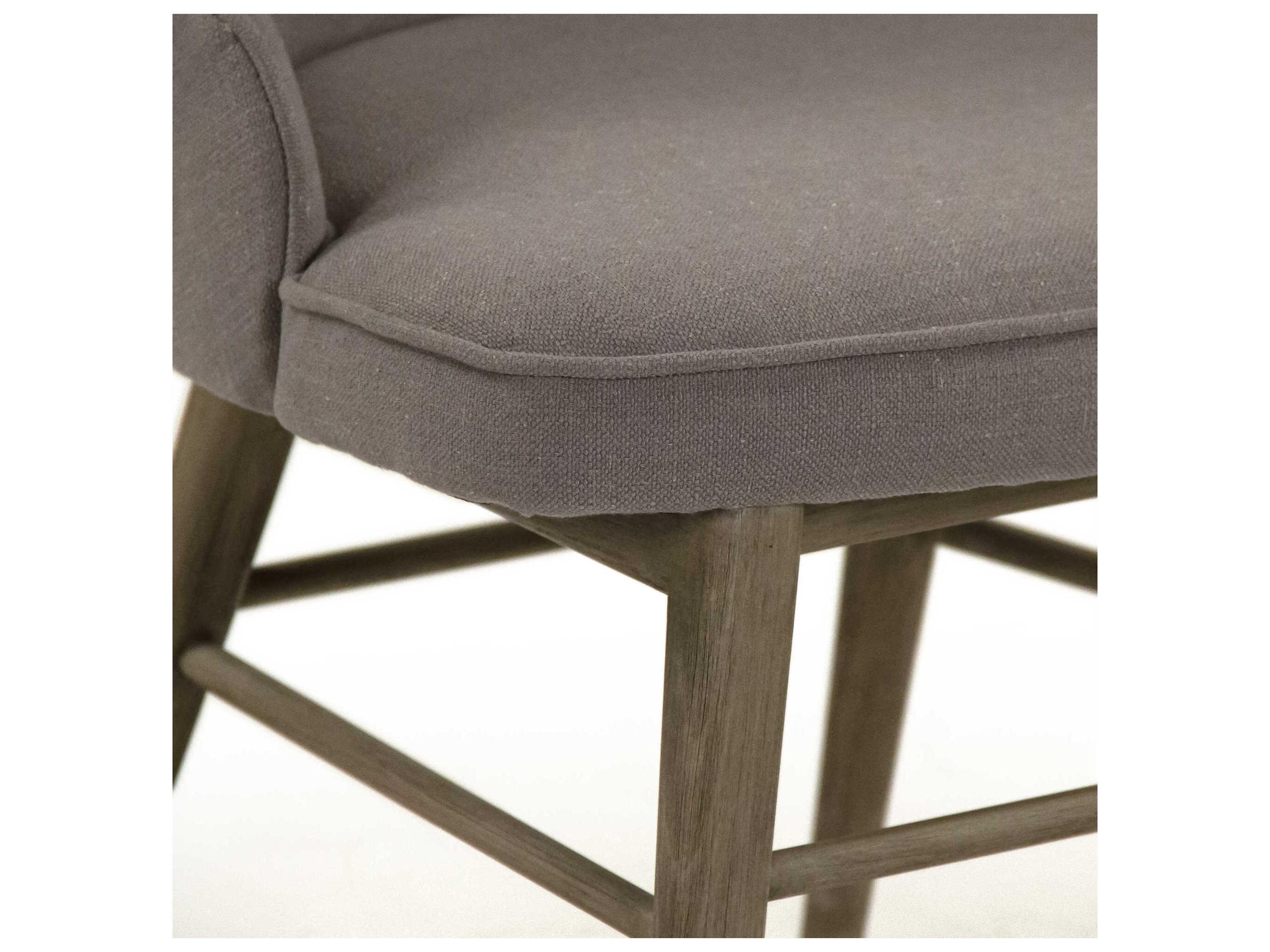 Zentique Derek Beech Wood Gray Upholstered Armless Dining Chair