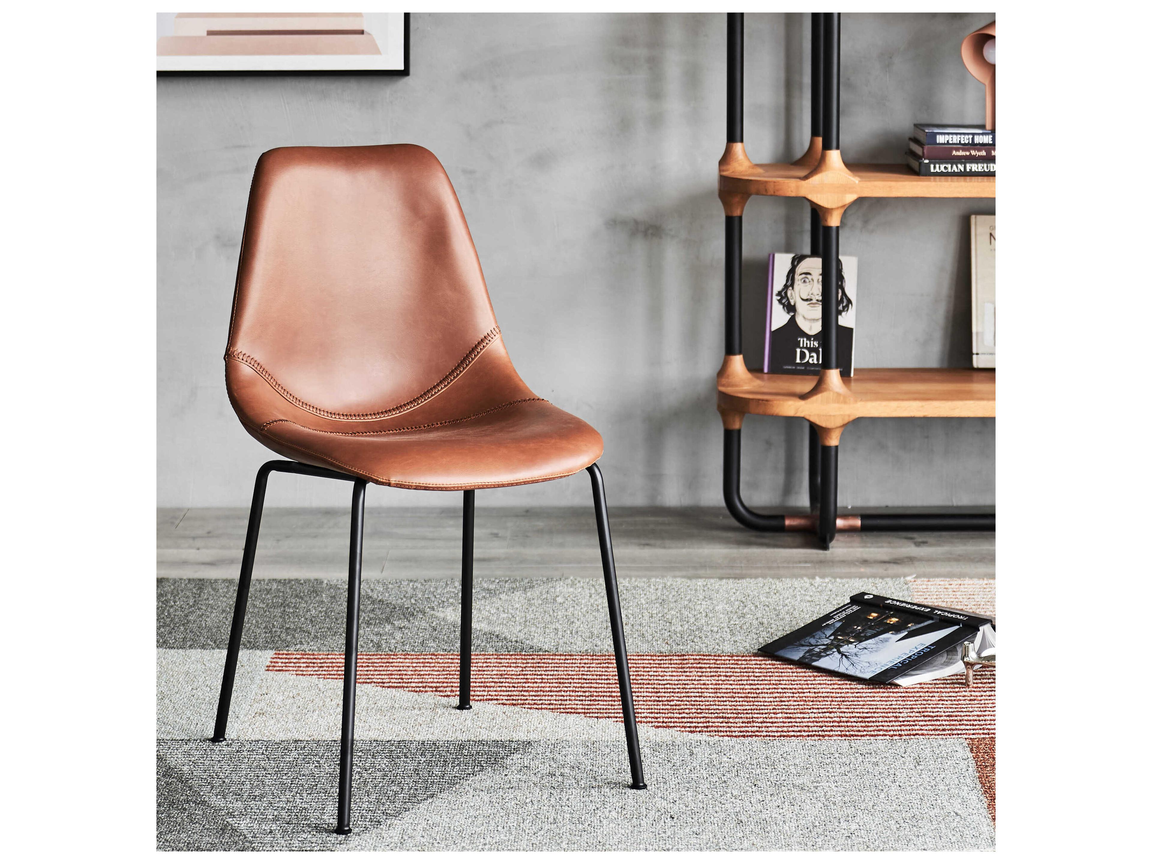 Zentique Lana Brown Leather Armless Dining Chair