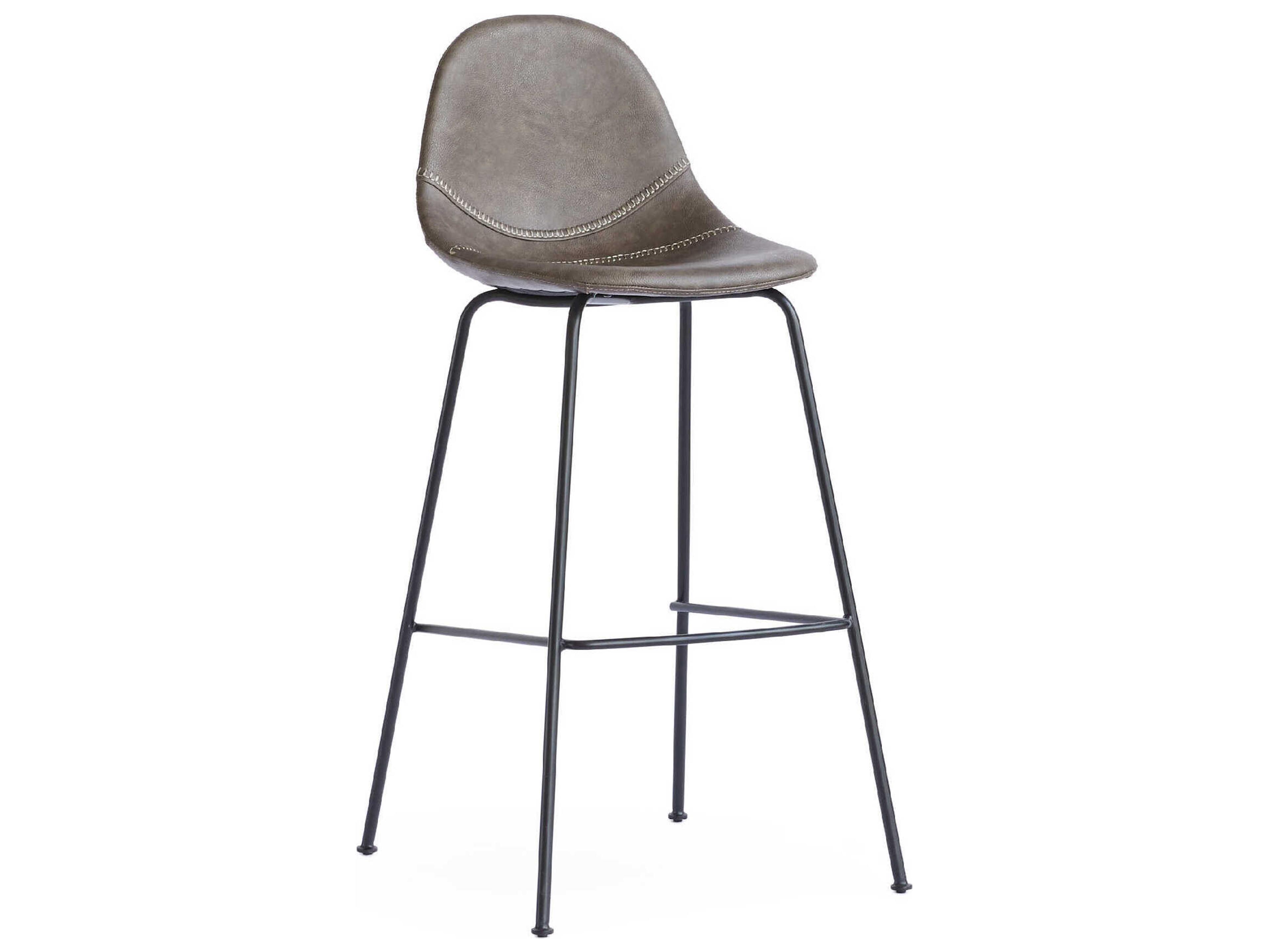 Lana Matte Black Frame Grey Pu Leather Bar Stool