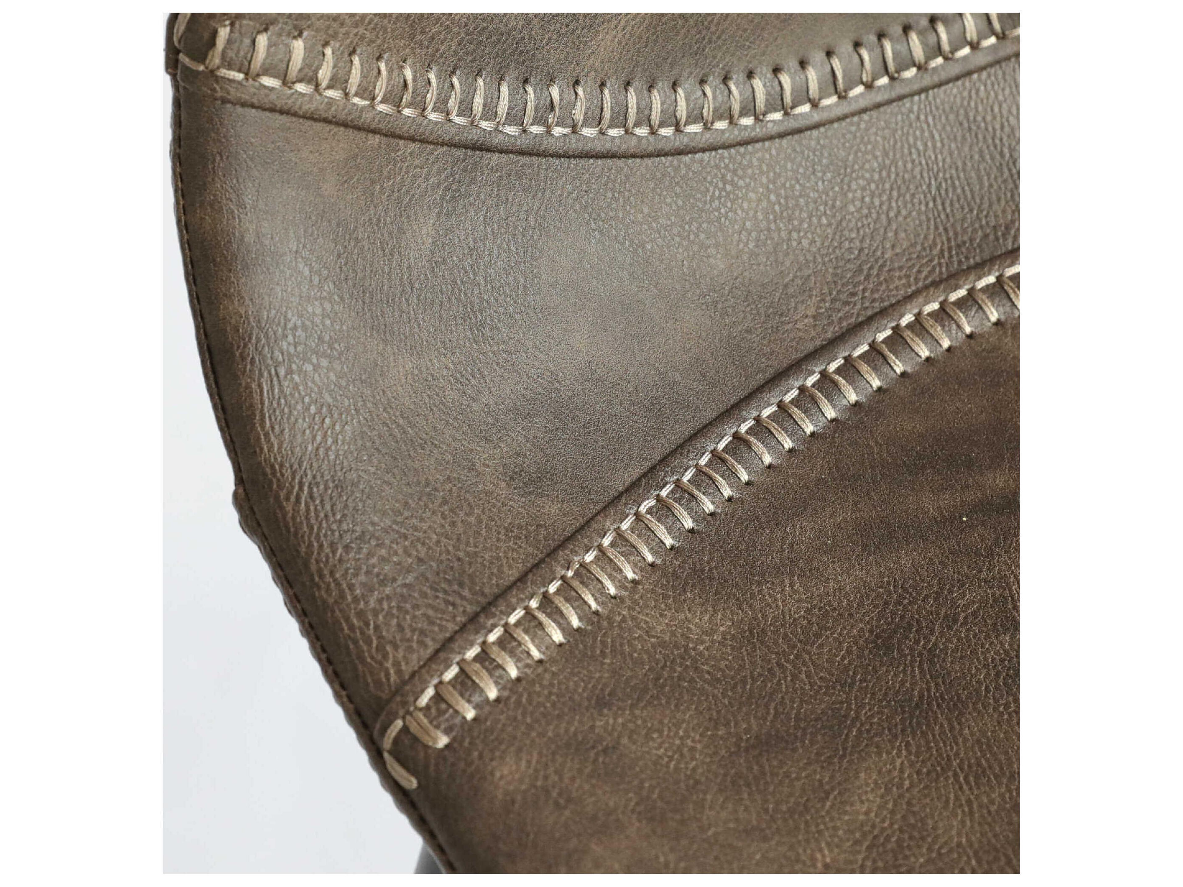 Zentique Lana Matte Black Frame Grey Pu Leather Bar Stool