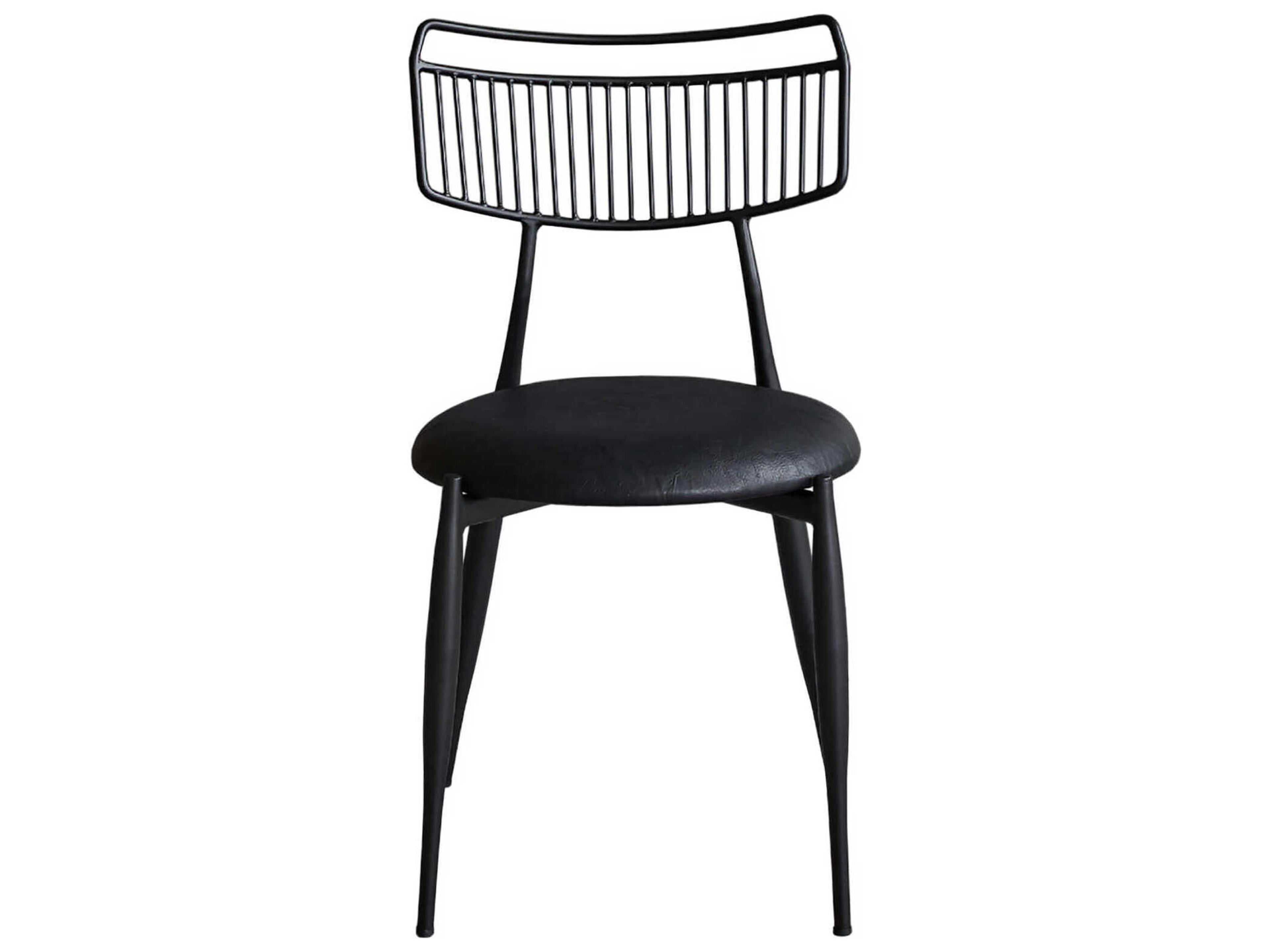 Zentique Madeleine Black Leather Armless Dining Chair