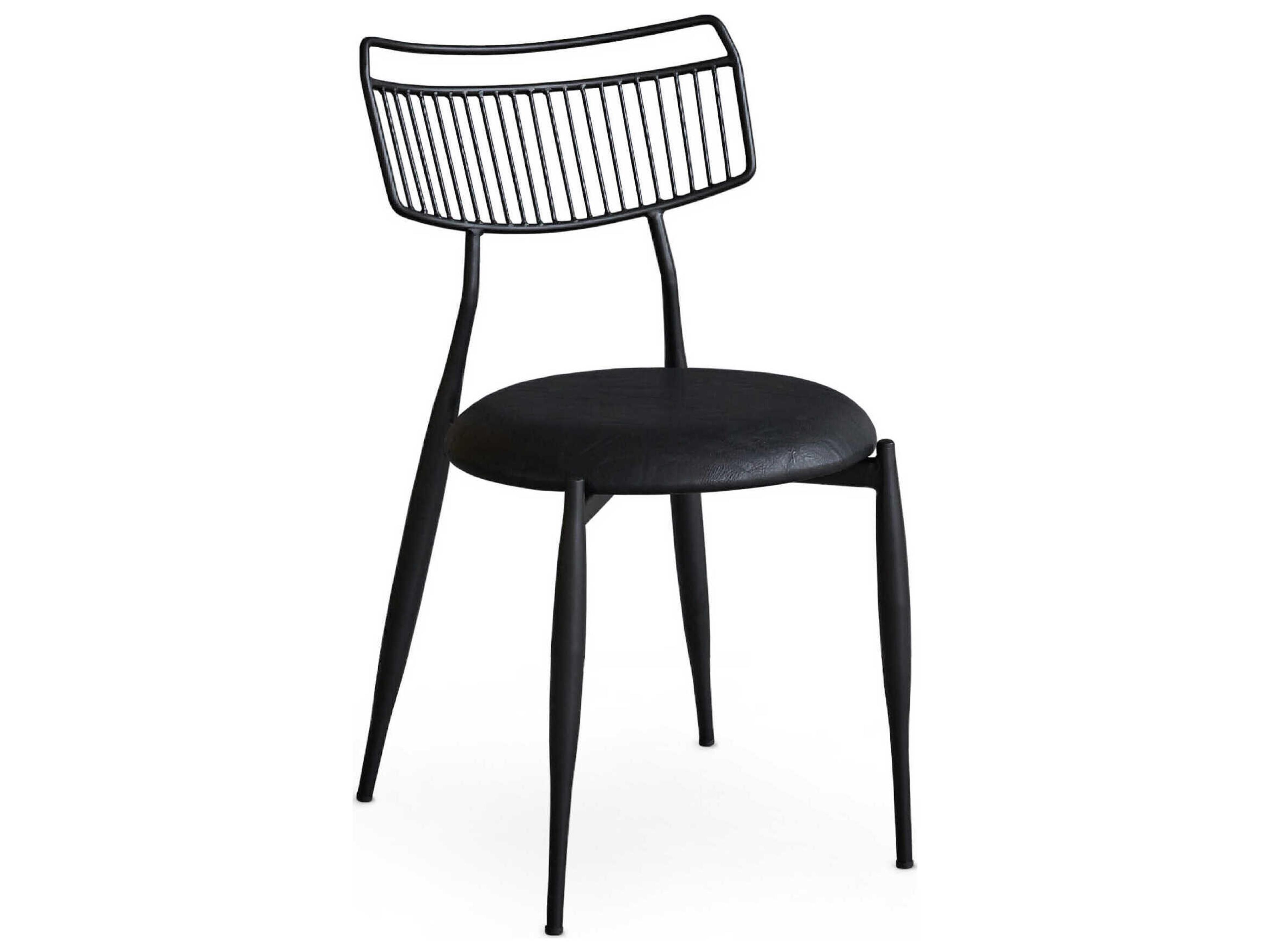Madeleine Black Leather Armless Dining Chair
