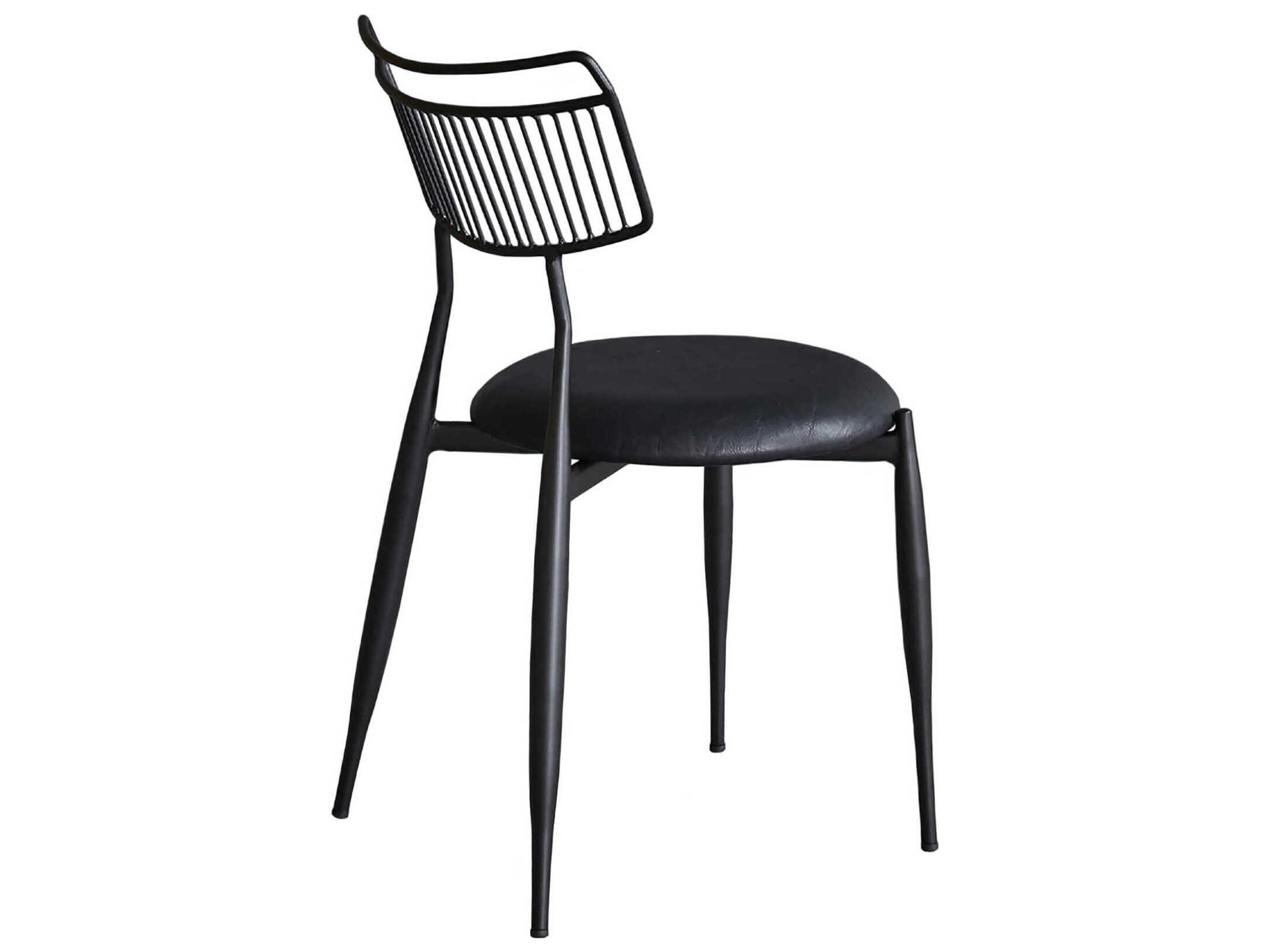 Zentique Madeleine Black Leather Armless Dining Chair