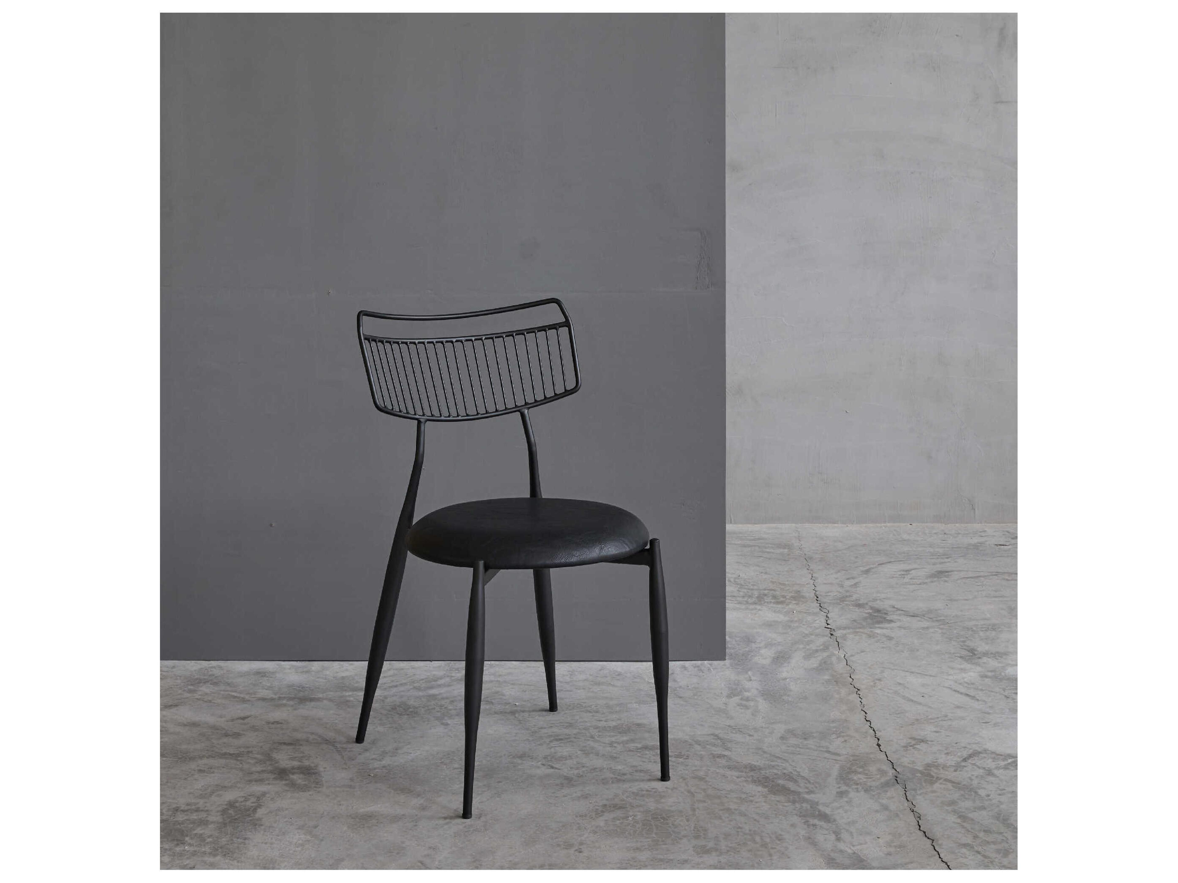 Zentique Madeleine Black Leather Armless Dining Chair