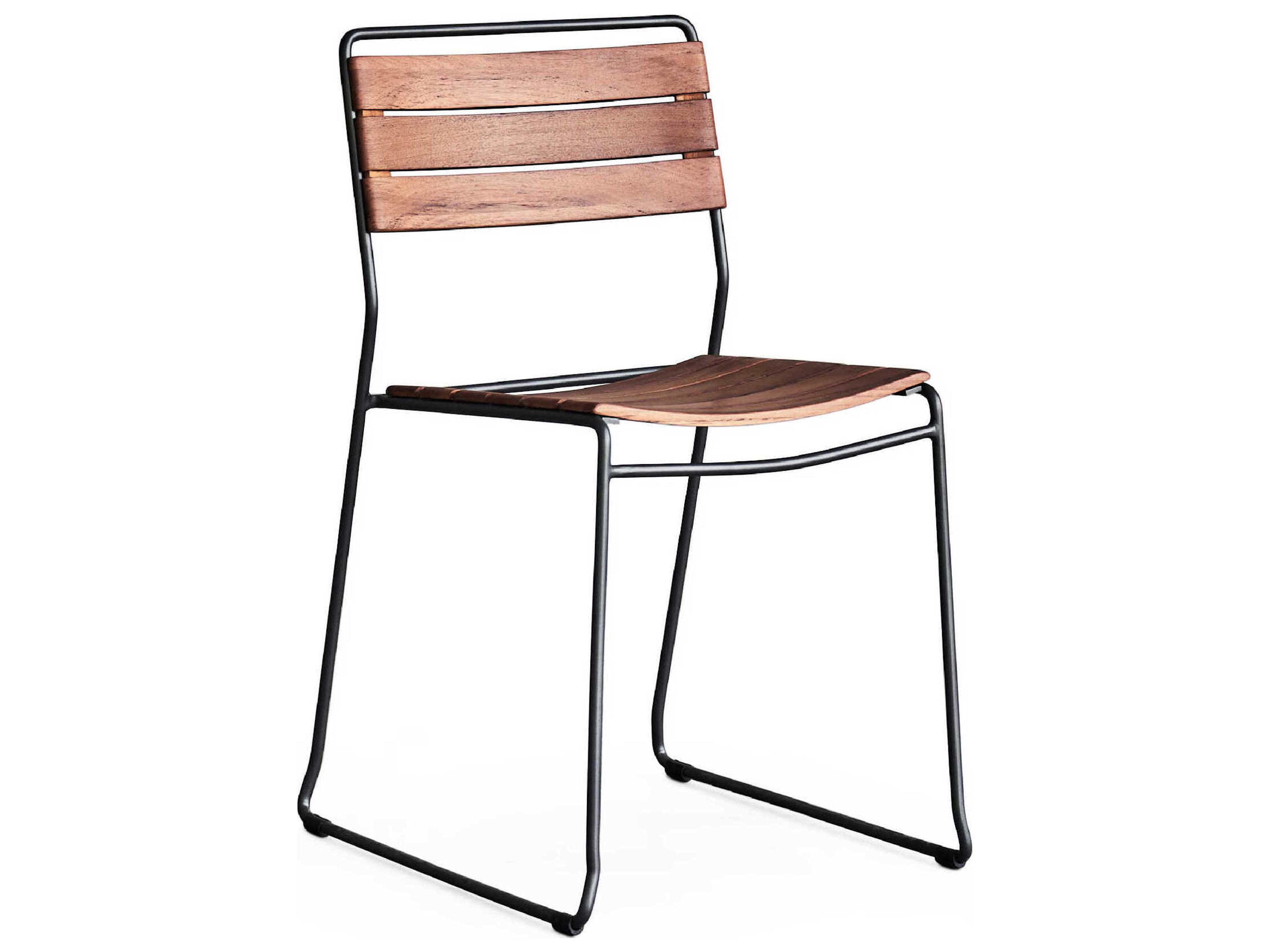 Maddie Teak Wood Black Armless Dining Chair