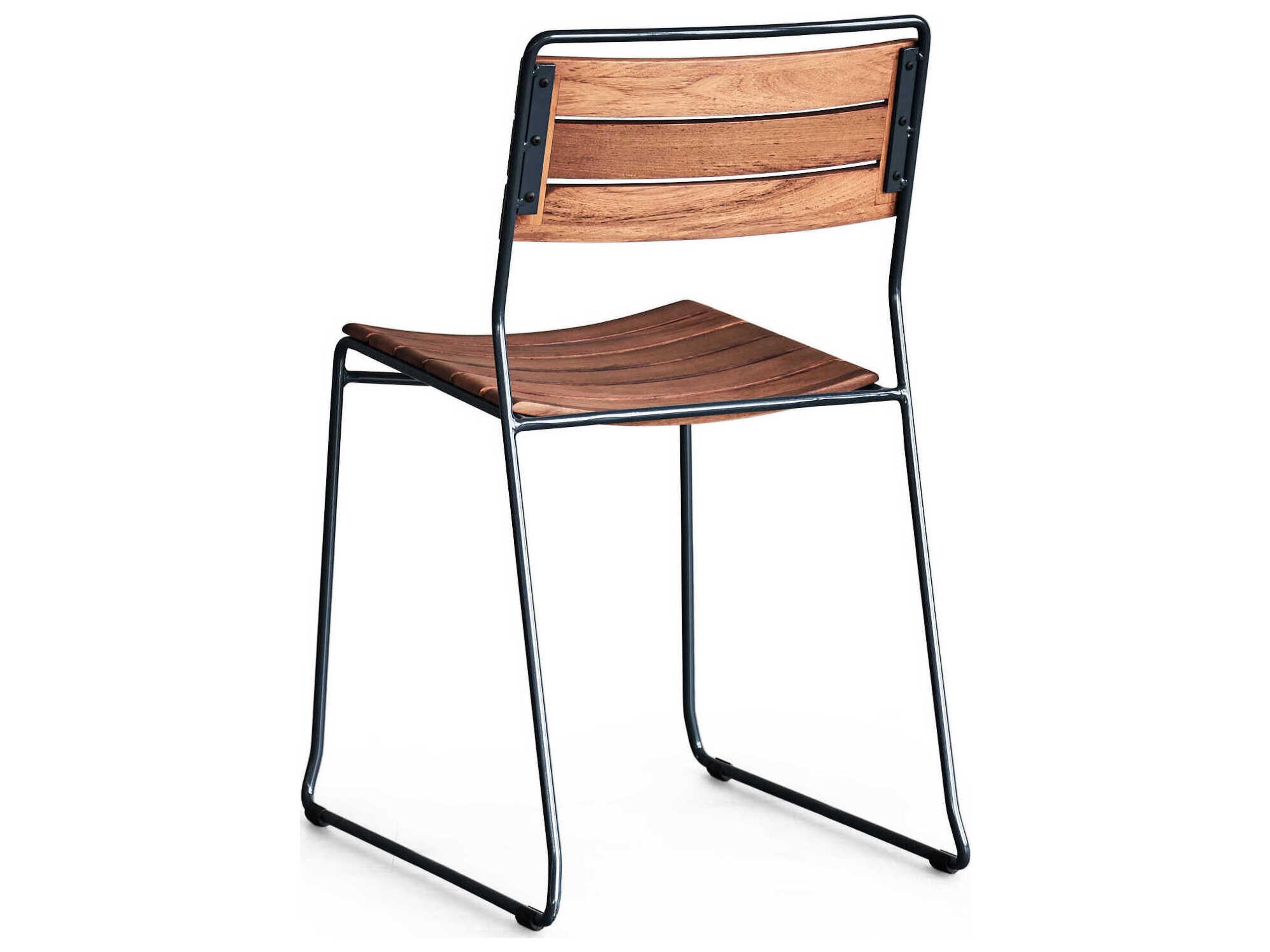Zentique Maddie Teak Wood Black Armless Dining Chair