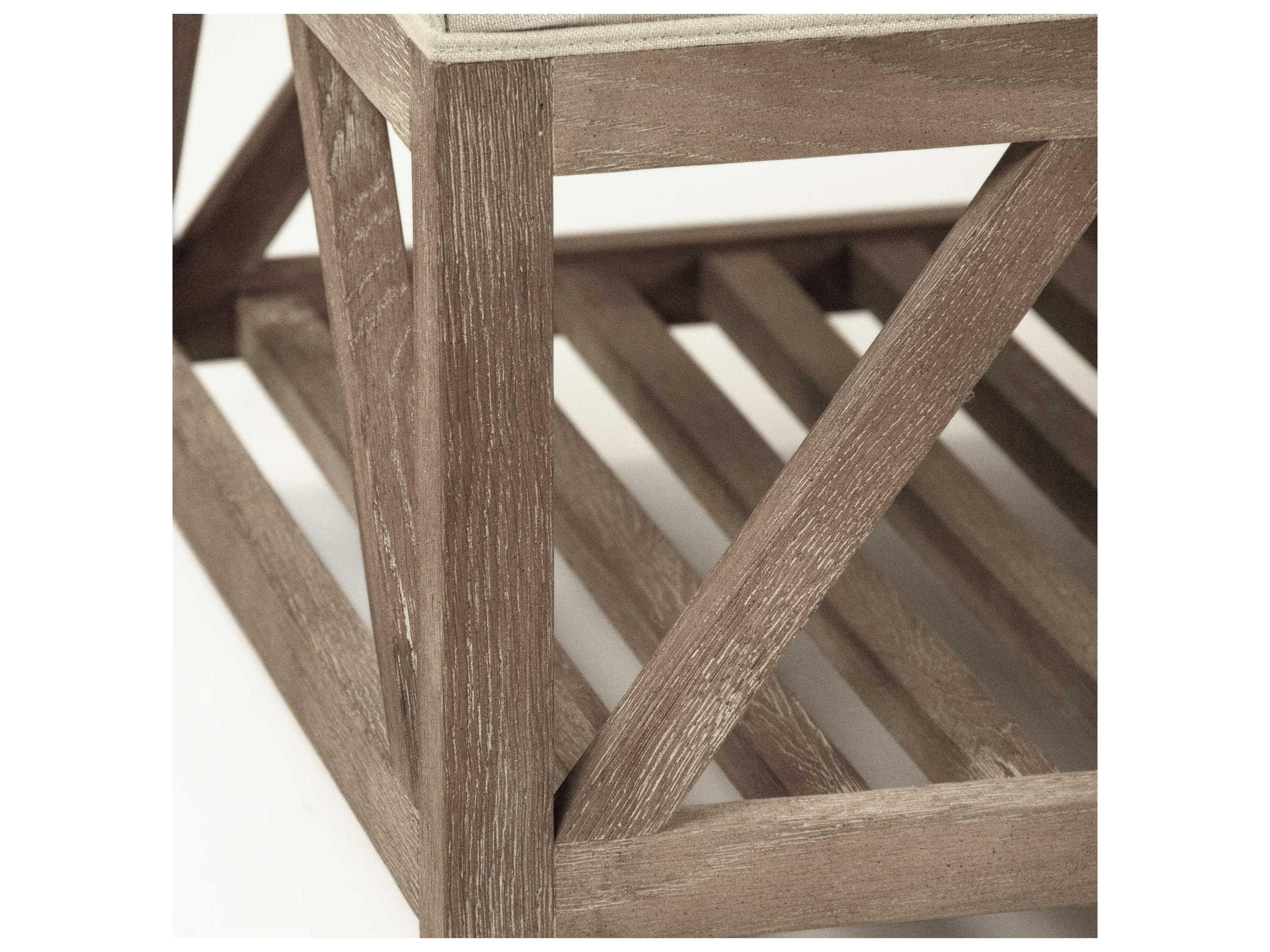 Zentique Natural Linen Cream Upholstered Tufted Ottoman