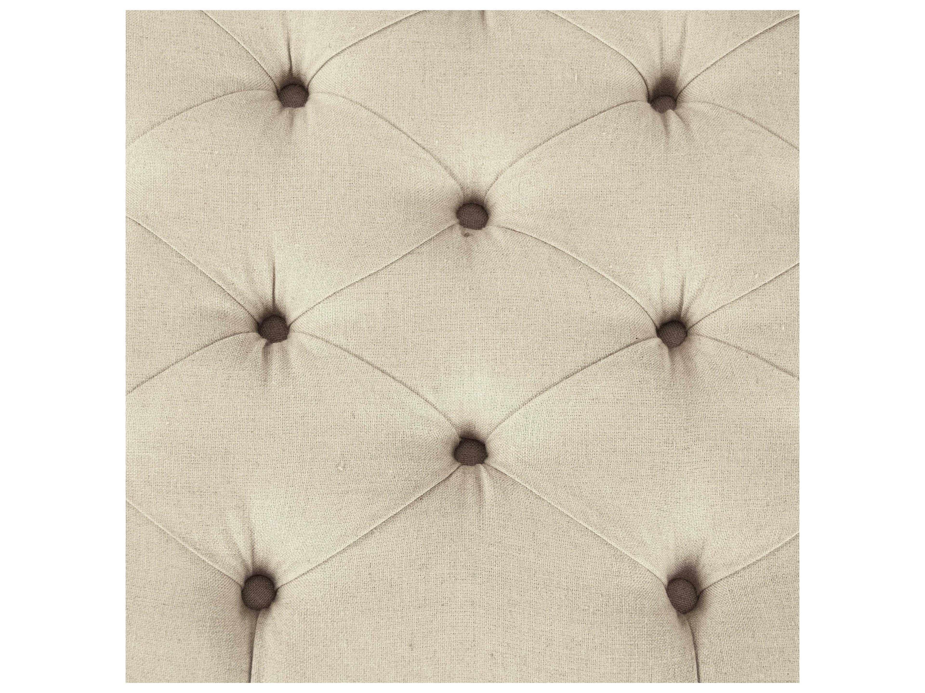 Zentique Natural Linen Cream Upholstered Tufted Ottoman