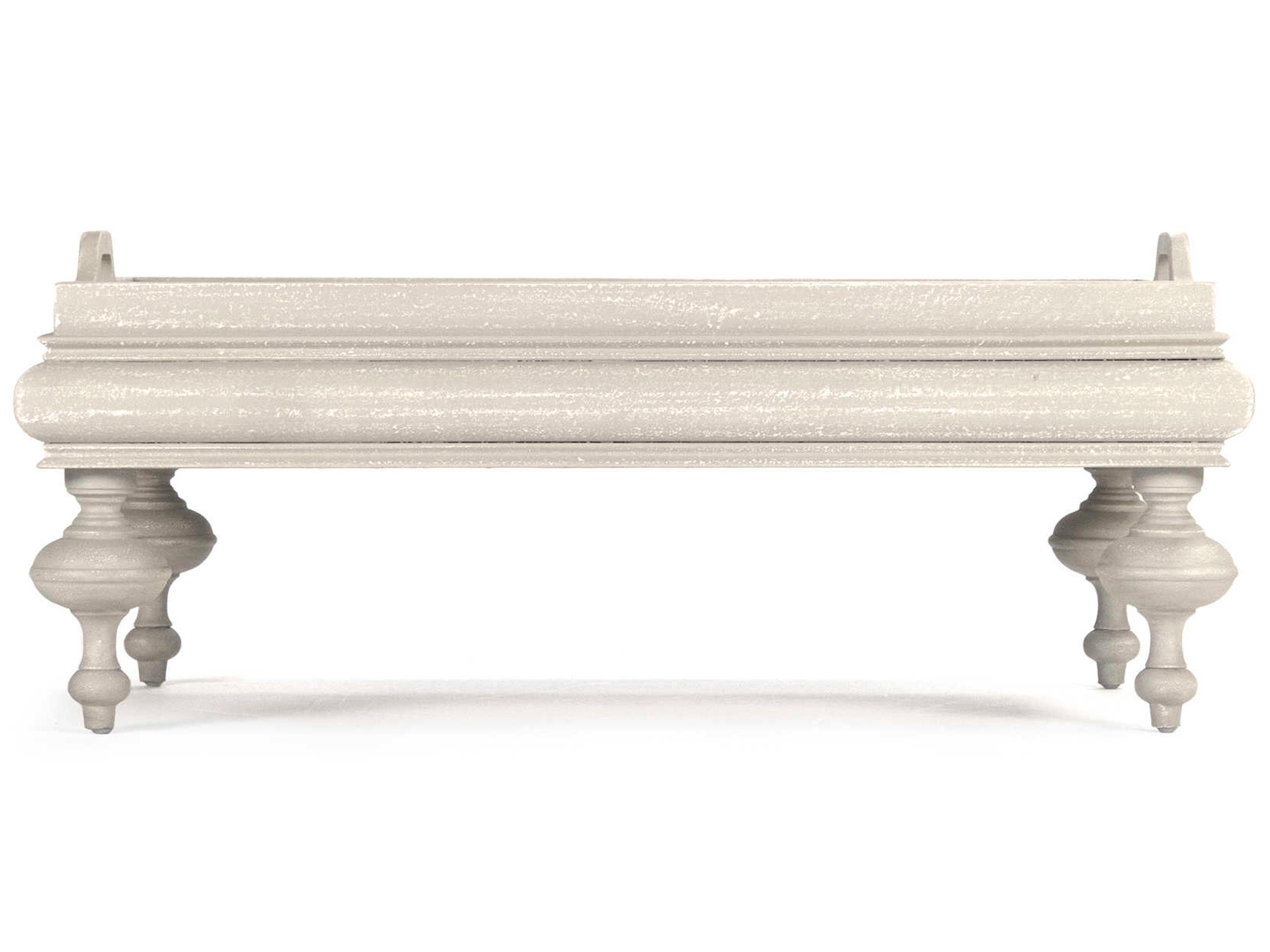 Zentique Rectangular Wood Distressed Ivory Coffee Table