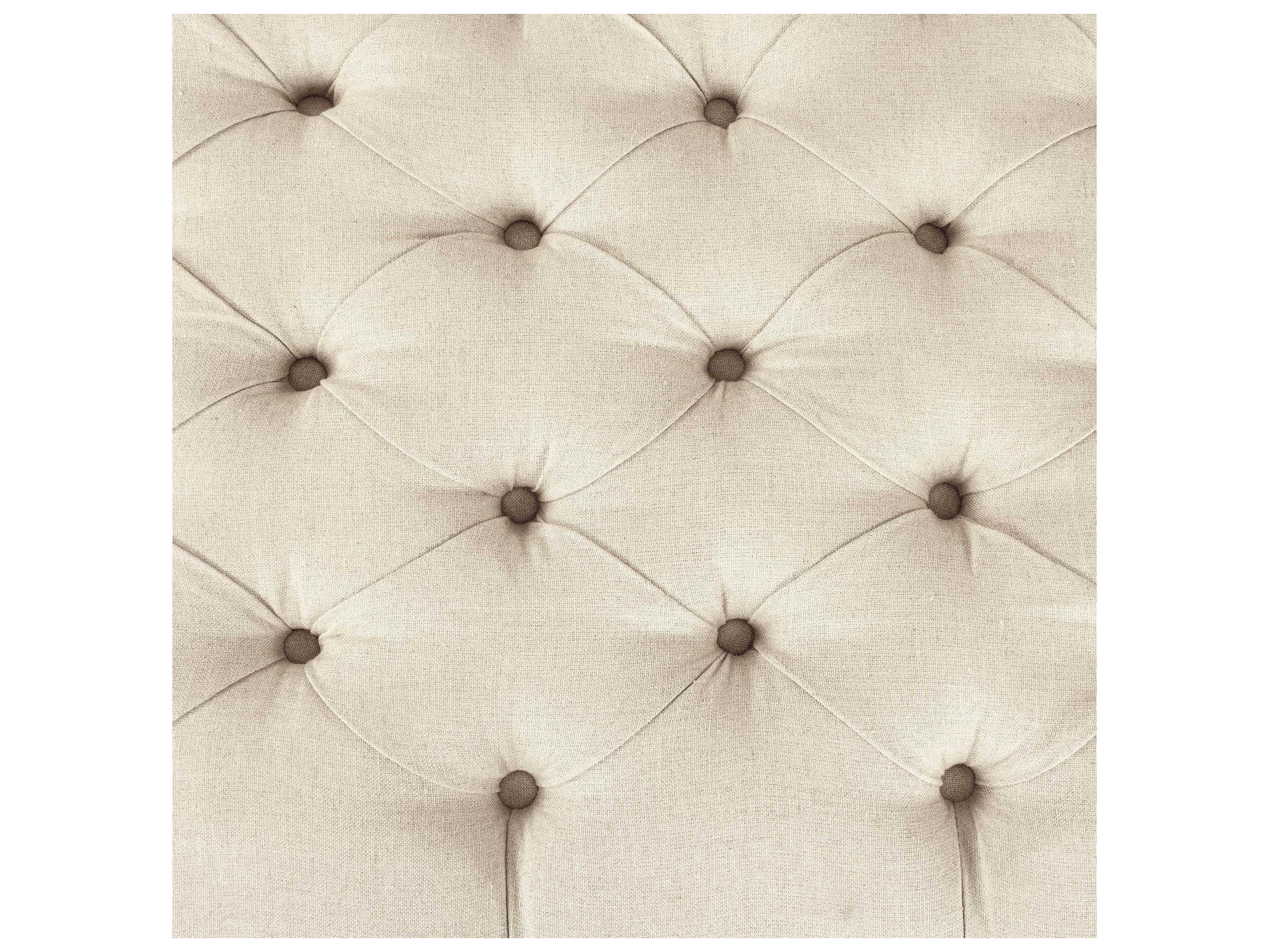 Zentique Natural Linen Cream Upholstered Tufted Ottoman