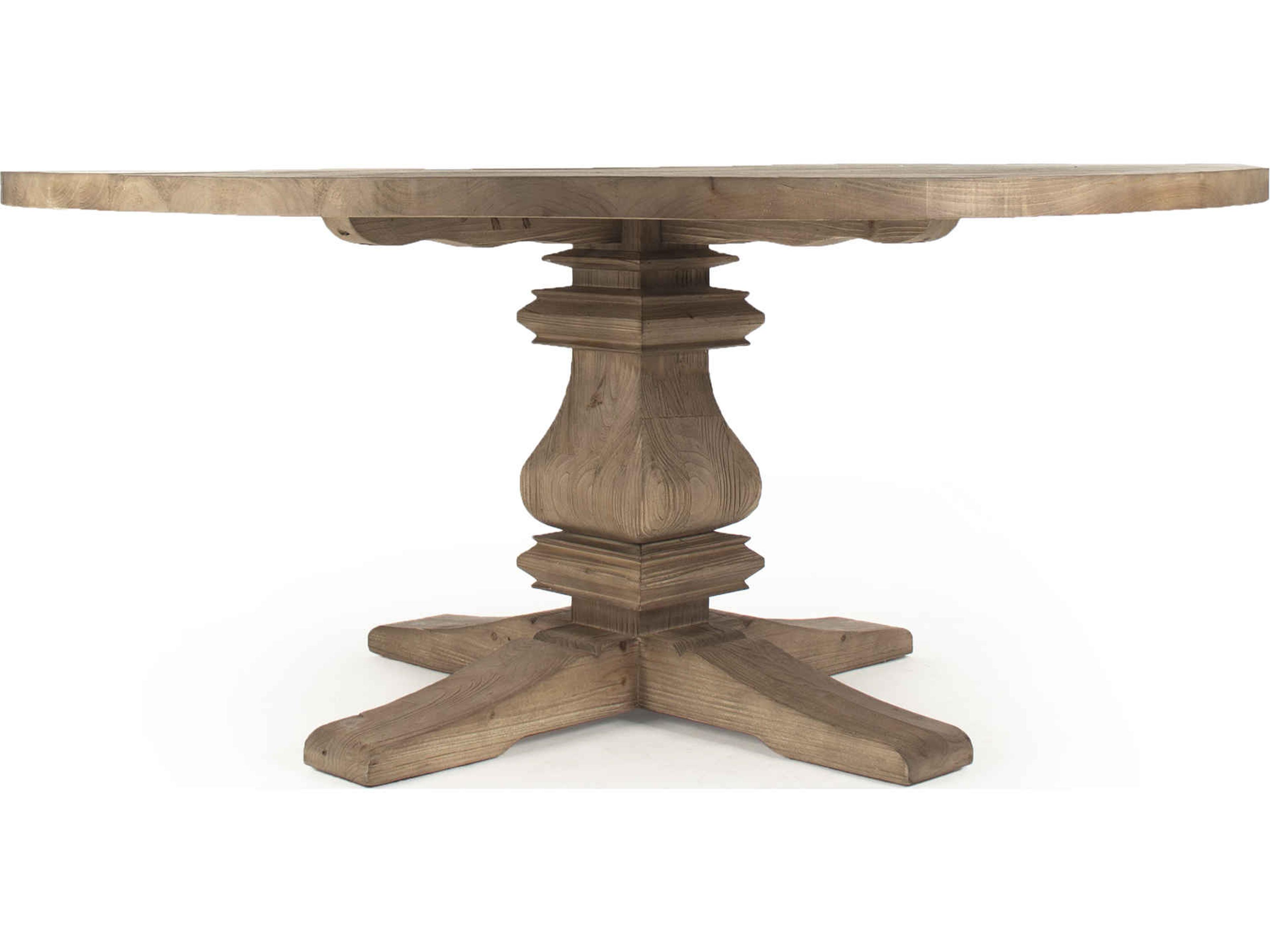 Zentique Max Round Wood Brown Pine Dining Table