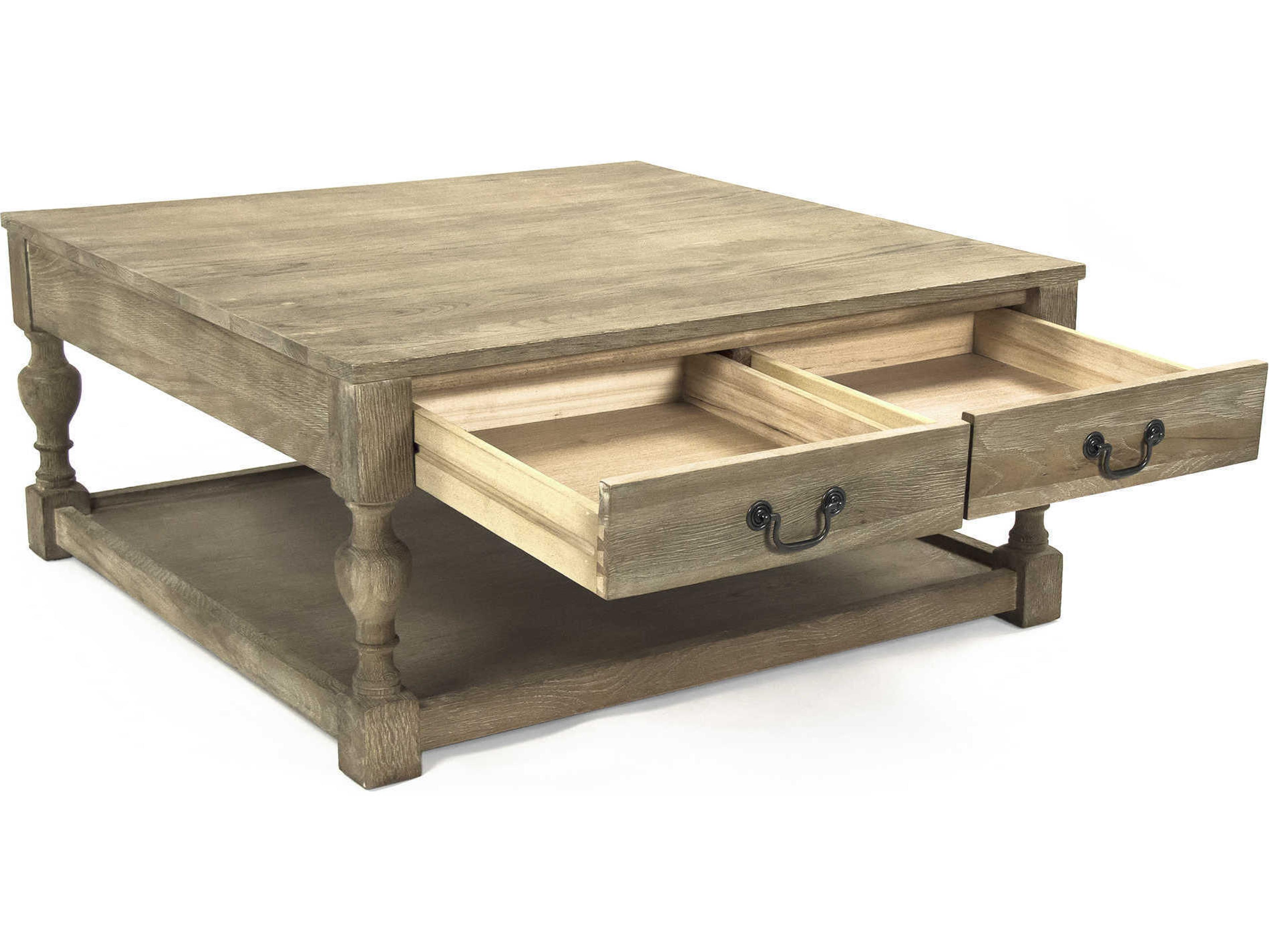 Zentique Square Wood Limed Grey Coffee Table