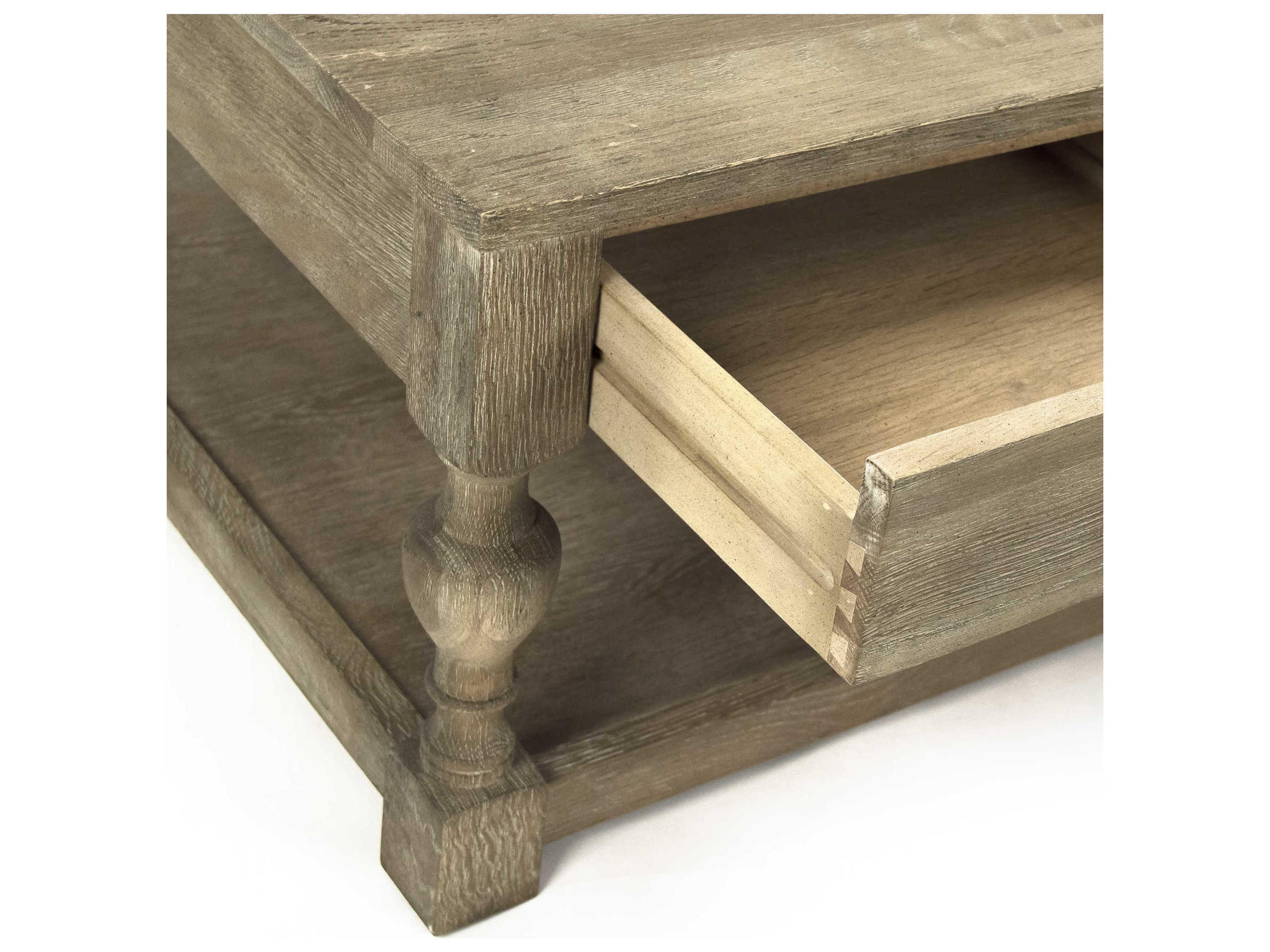 Zentique Square Wood Limed Grey Coffee Table