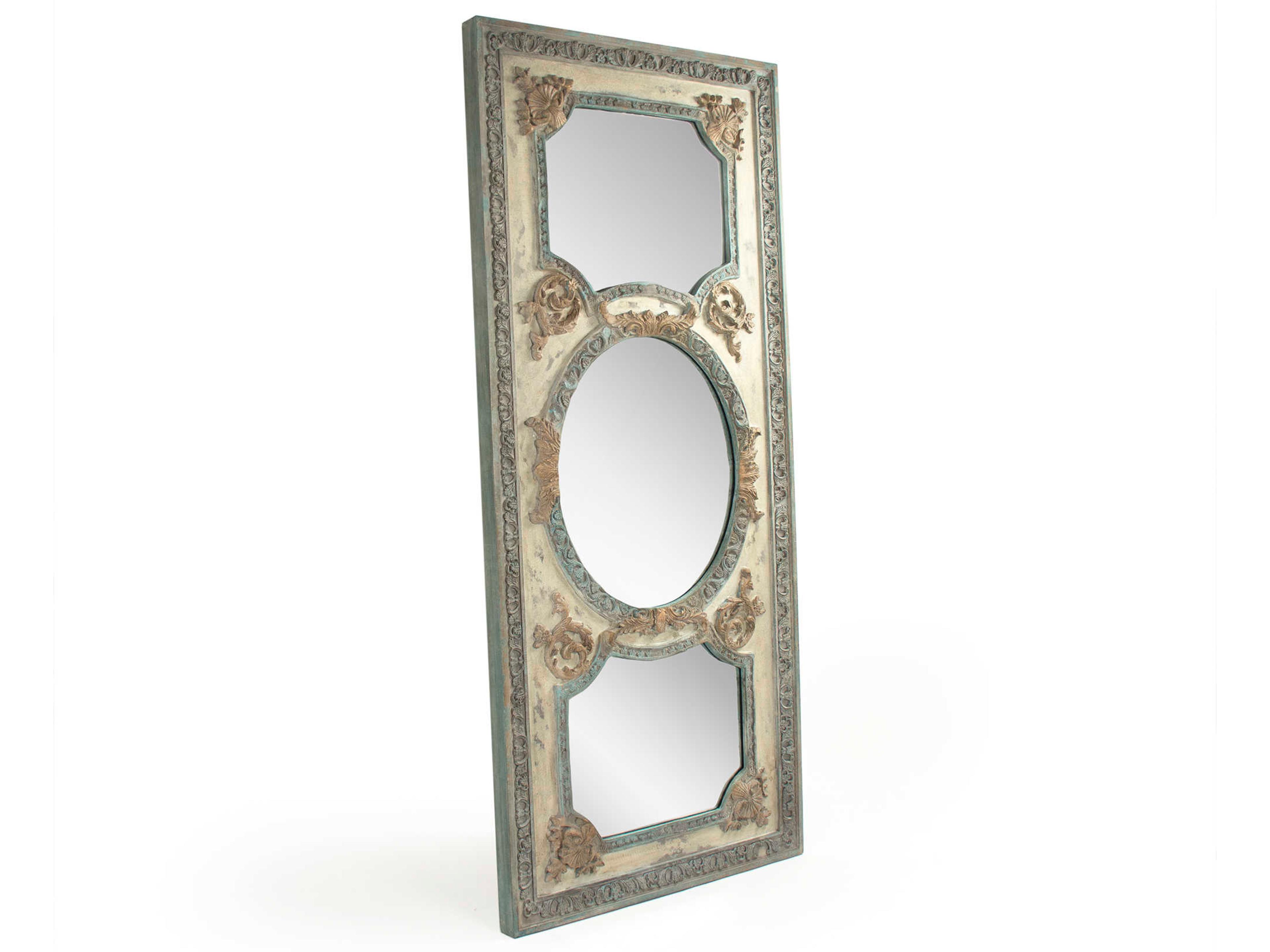 Zentique Theon Distressed Sage Greentique Cream Floor Mirror