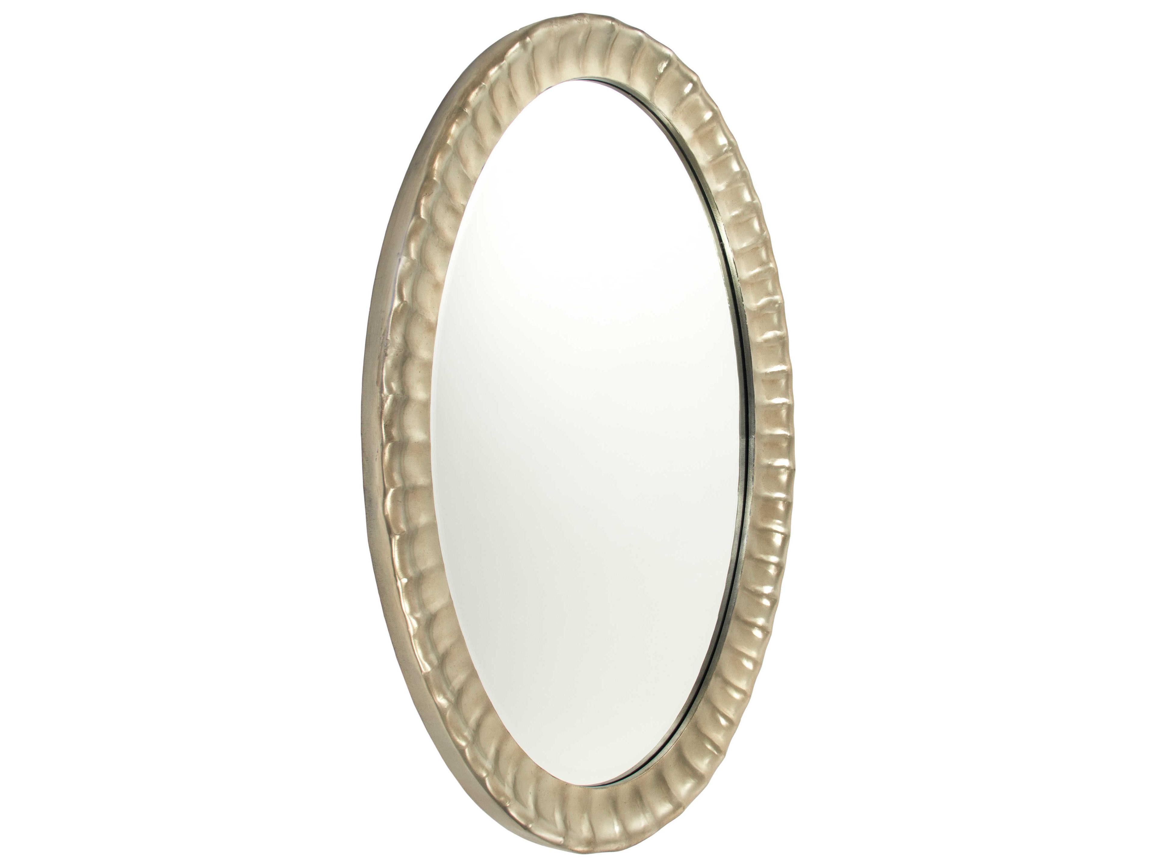 Zentique Perle Distressed Silver Oval Wall Mirror