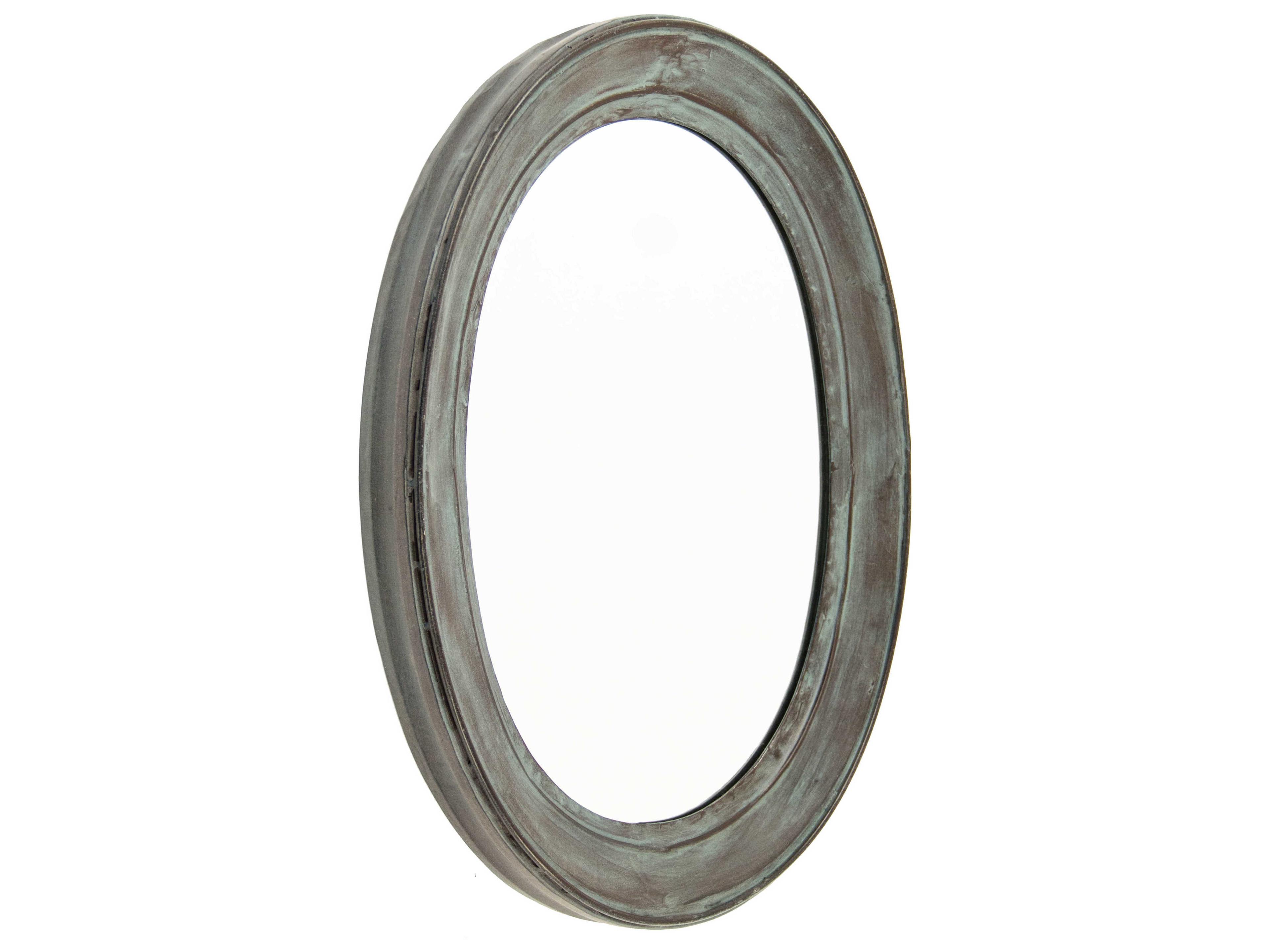 Zentique Rund Distressed Teal Oval Wall Mirror