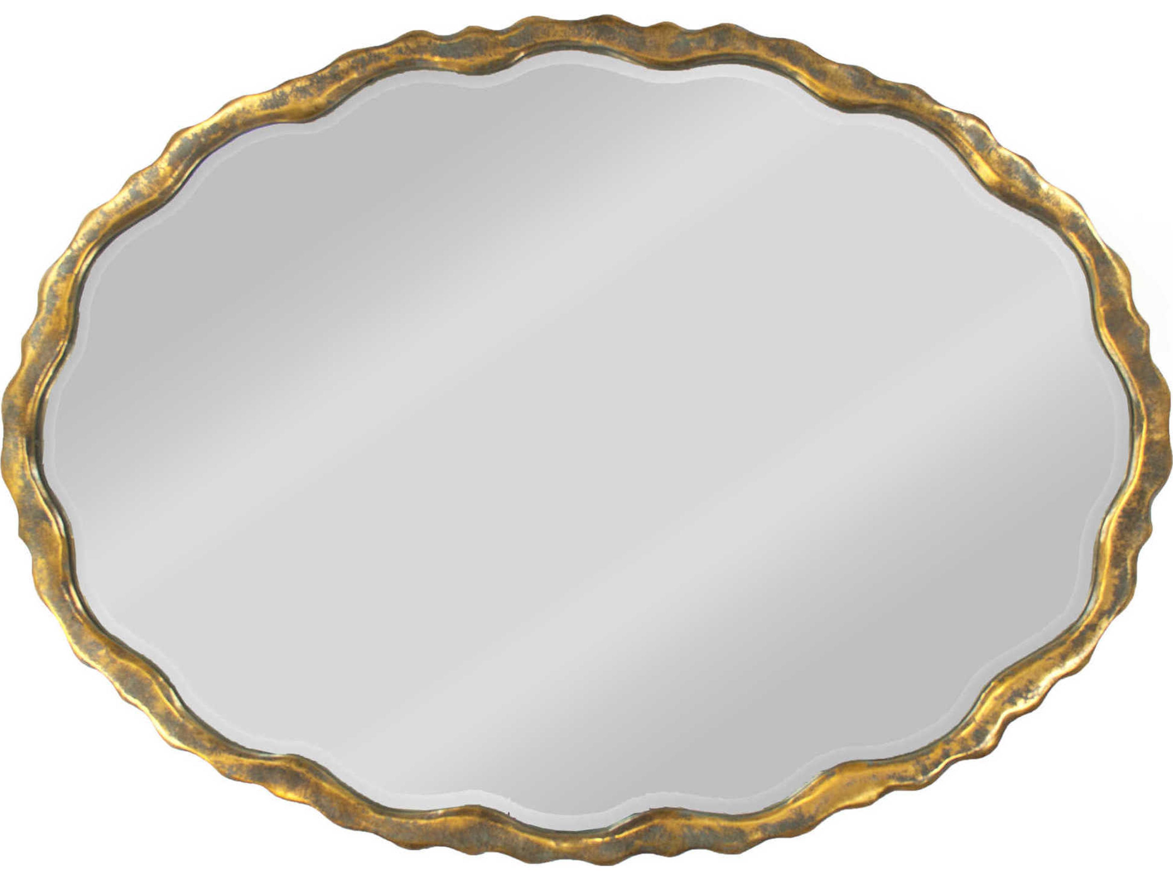 Zentique Aime Distressed Gold Oval Wall Mirror