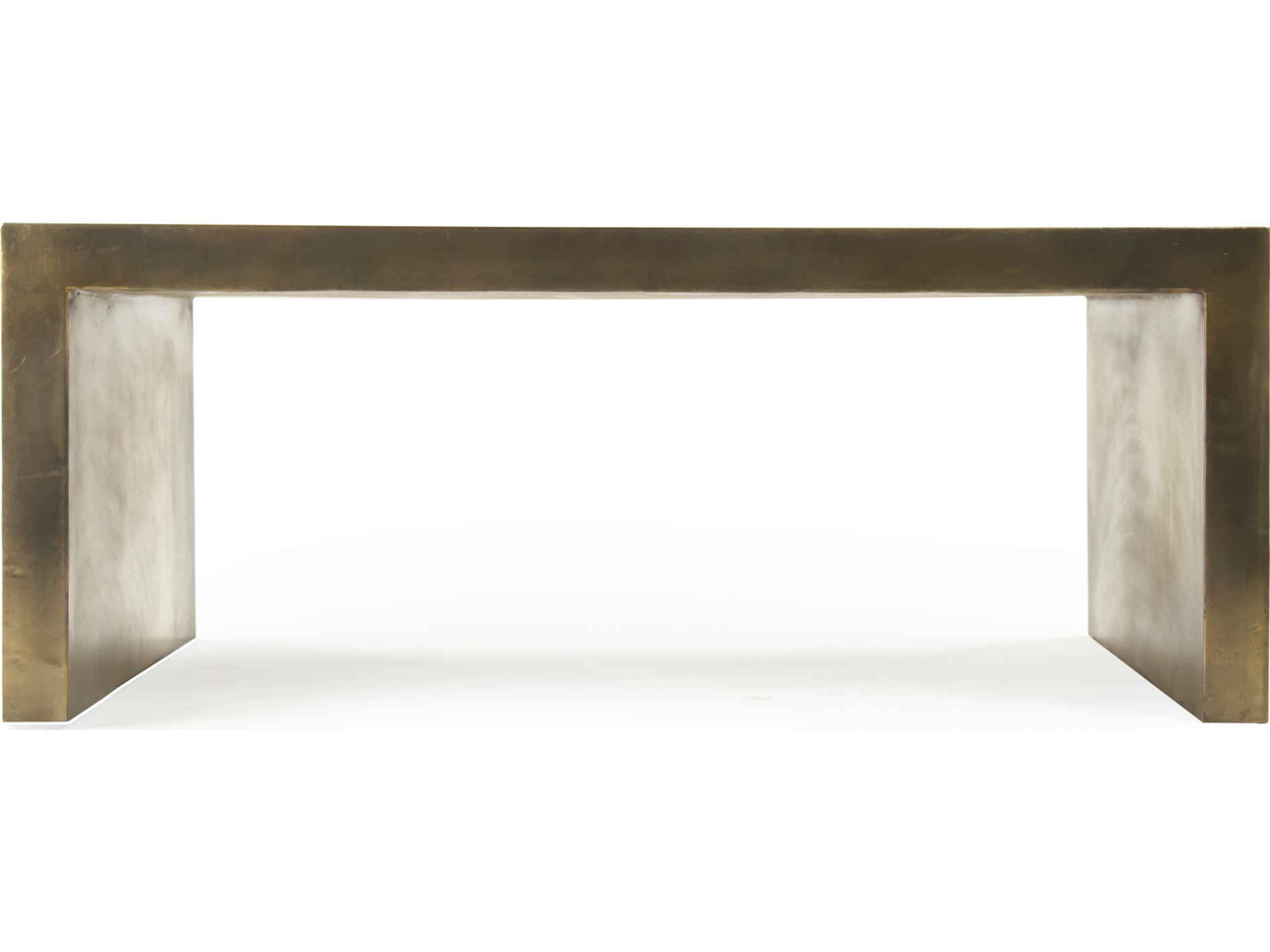 Zentique Rectangular Metal Distressed Gold Coffee Table