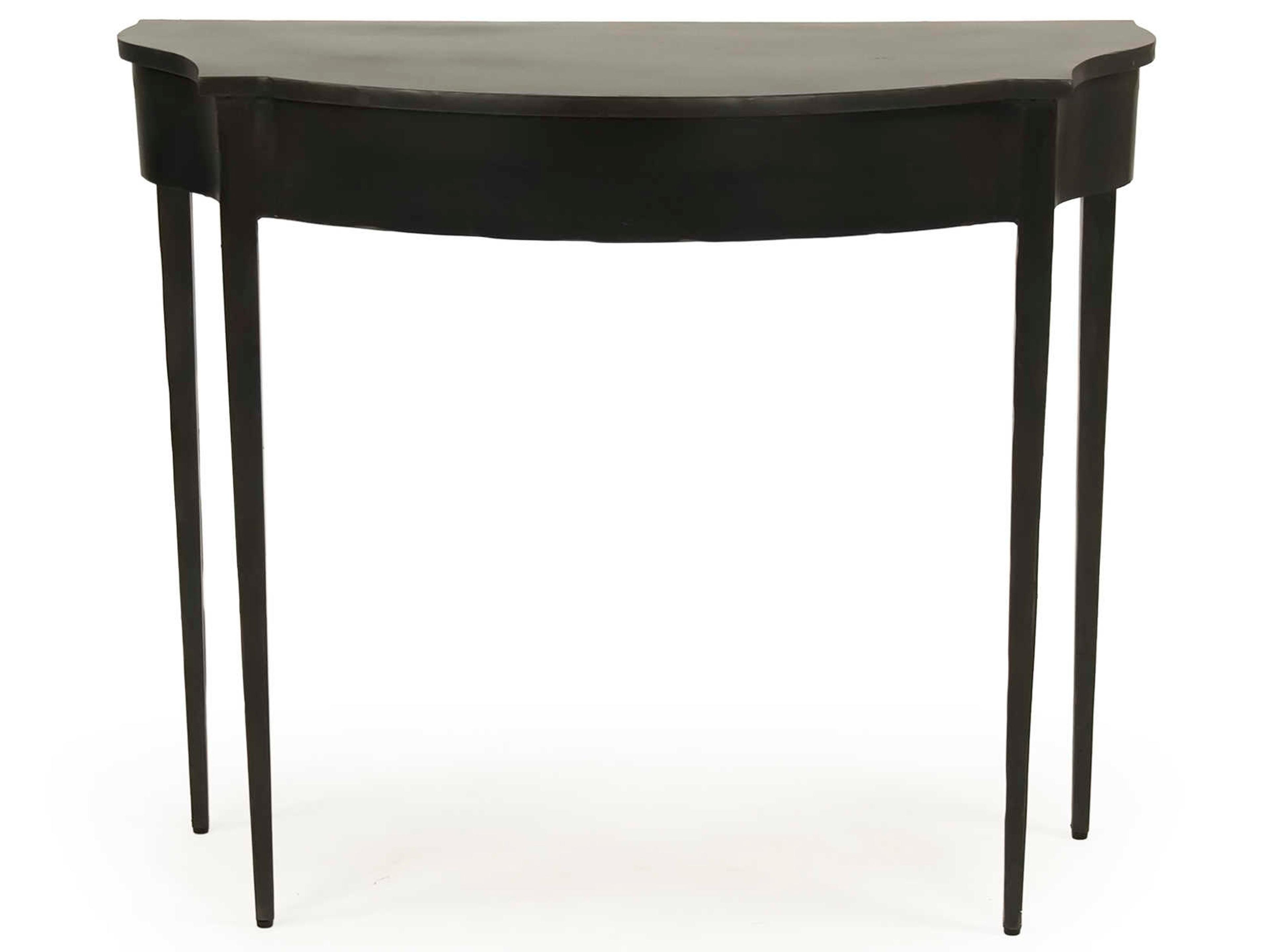 Zentique Demilune Metal Antique Black Console Table
