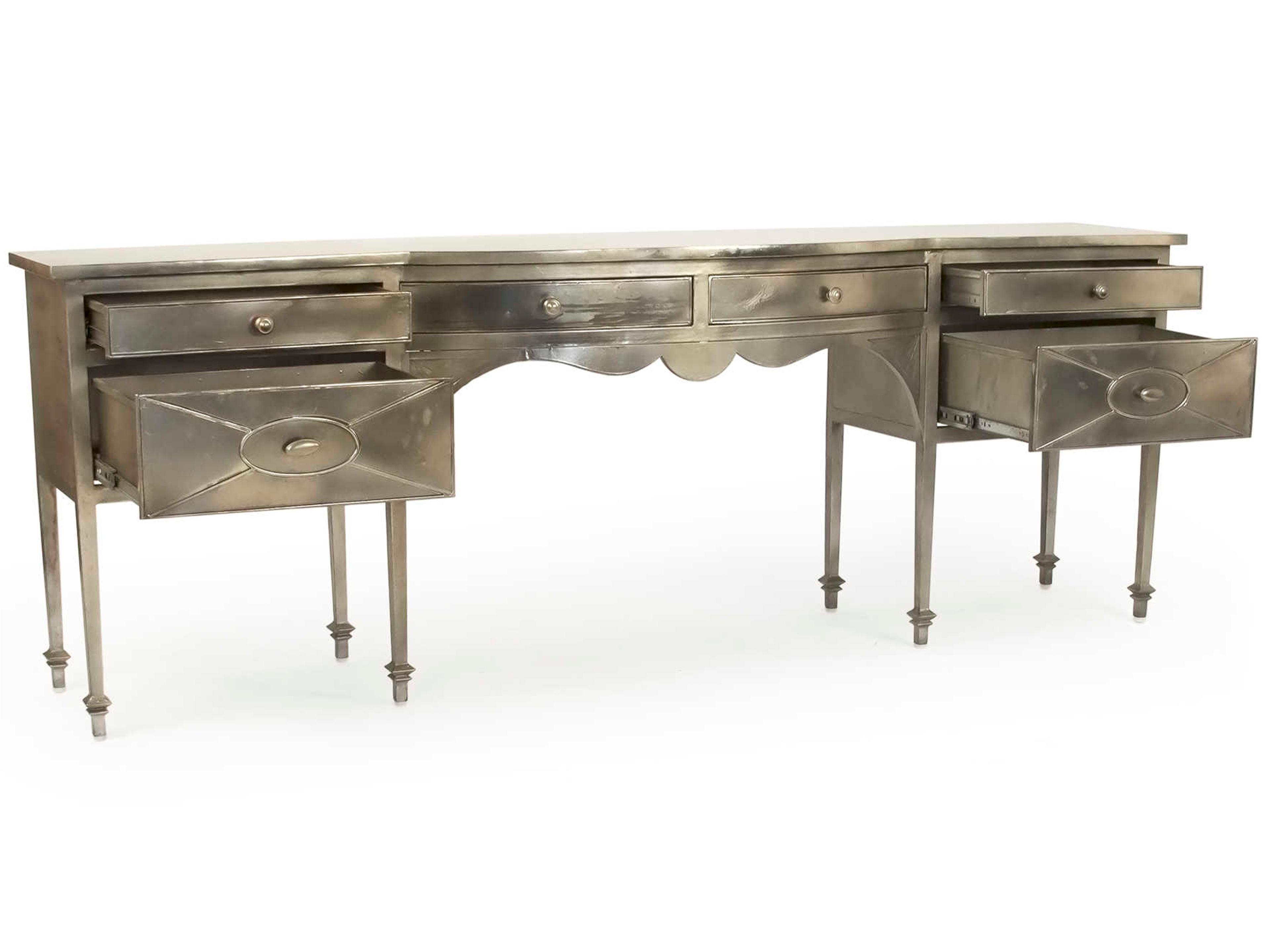 Zentique Rectangular Metal Antique Light Gold Console Table