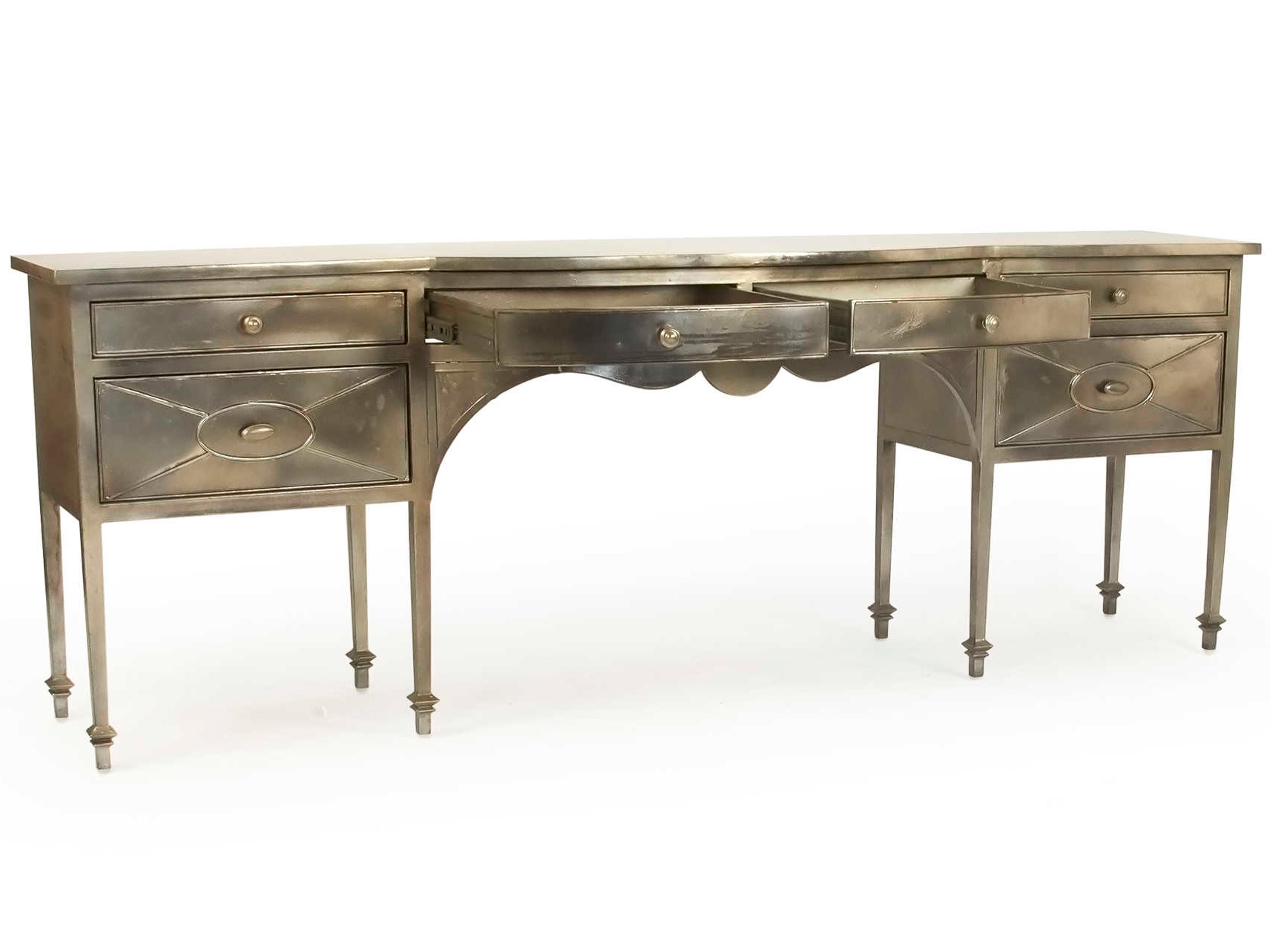 Zentique Rectangular Metal Antique Light Gold Console Table