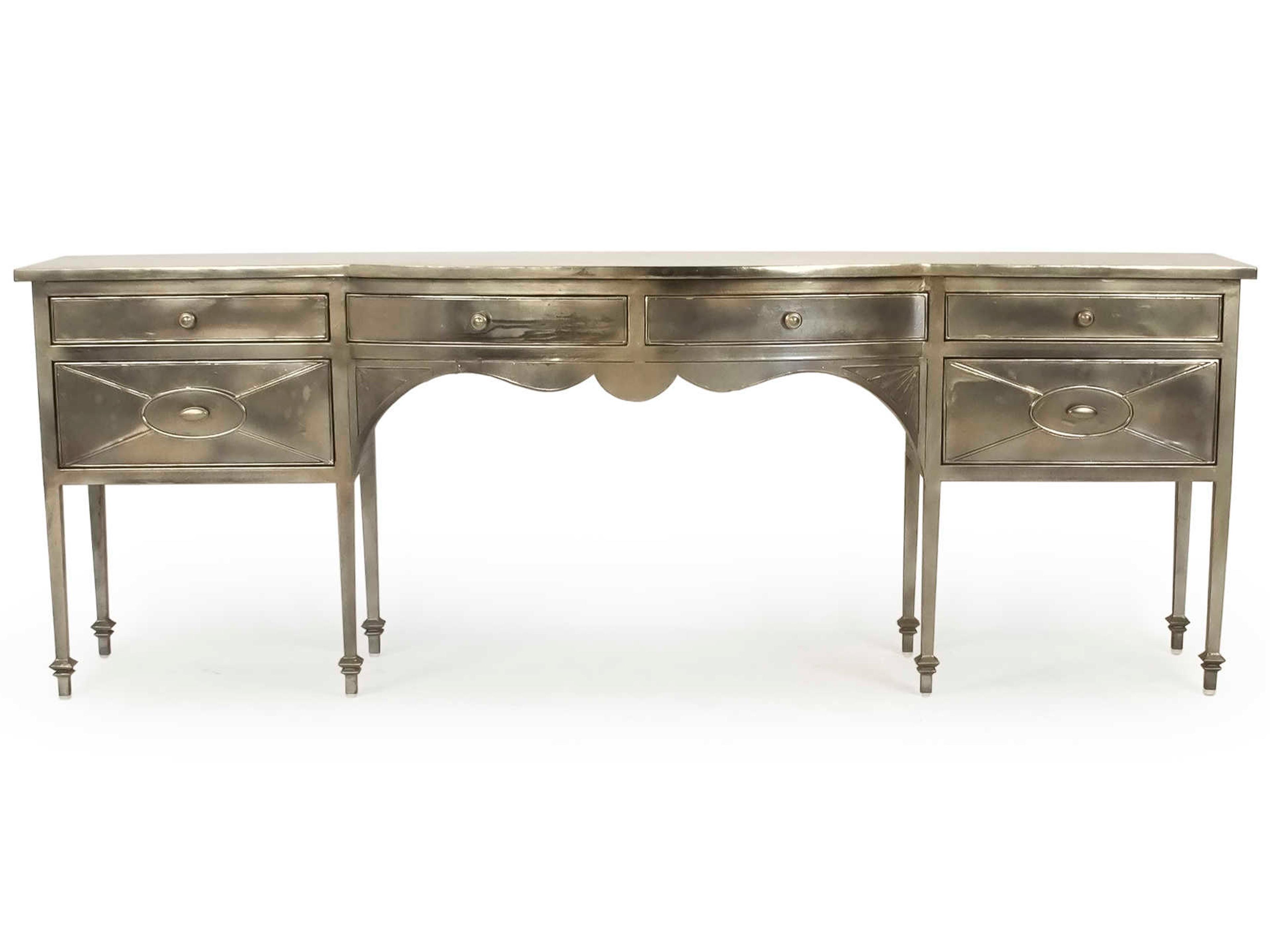 Zentique Rectangular Metal Antique Light Gold Console Table