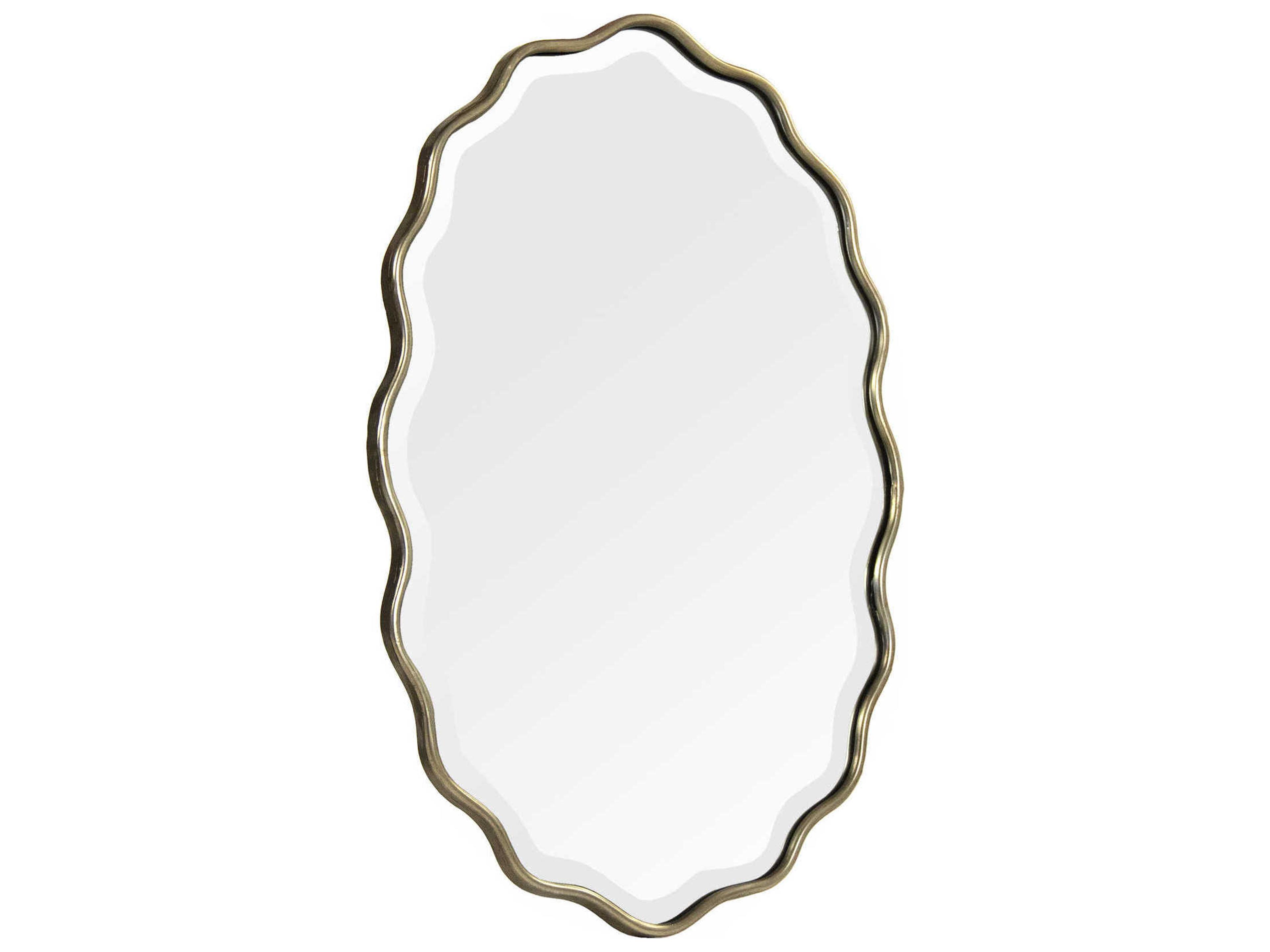 Zentique Odette Distressed Light Gold Oval Wall Mirror