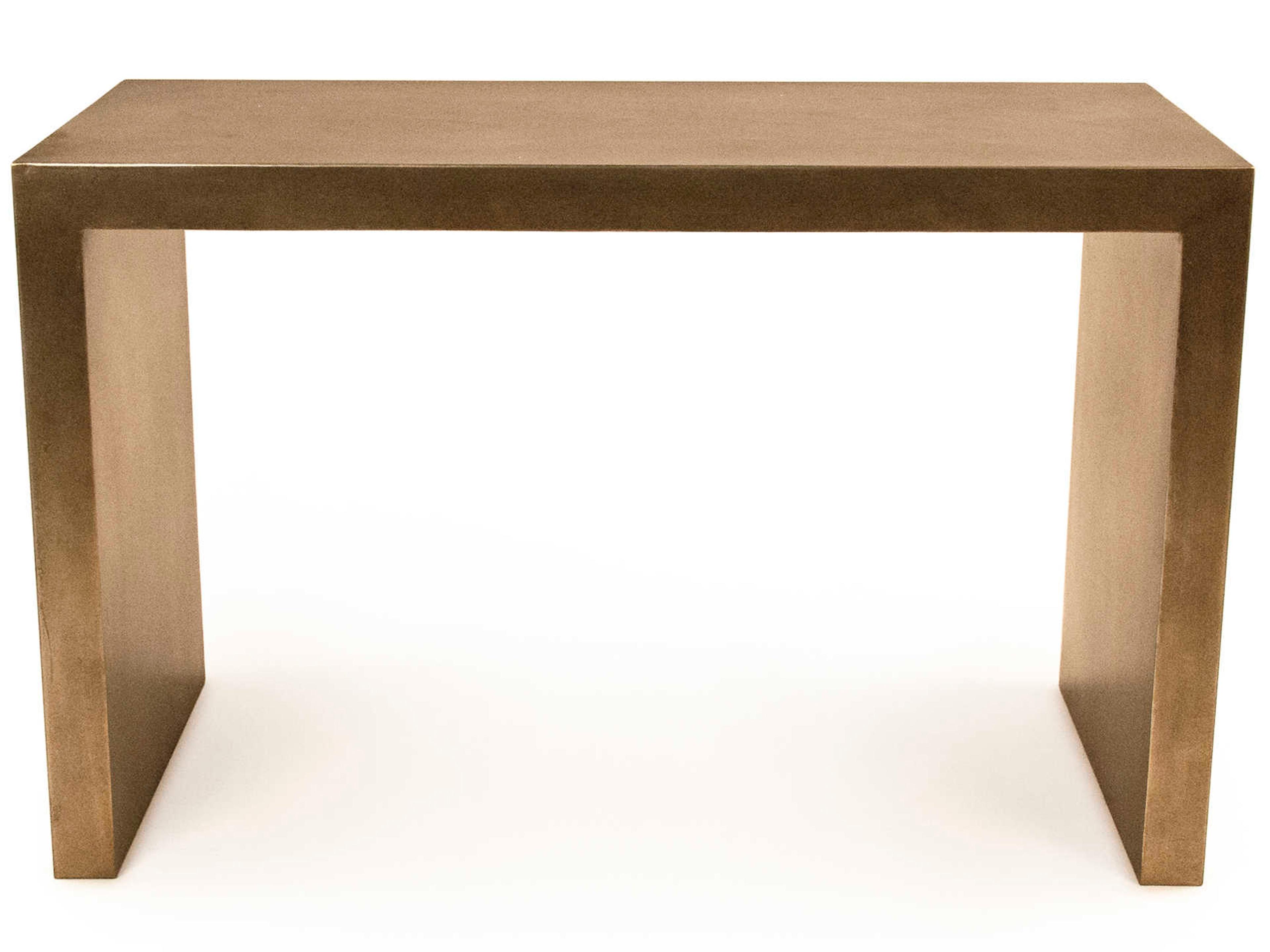 Zentique Rectangular Metal Distressed Gold Console Table